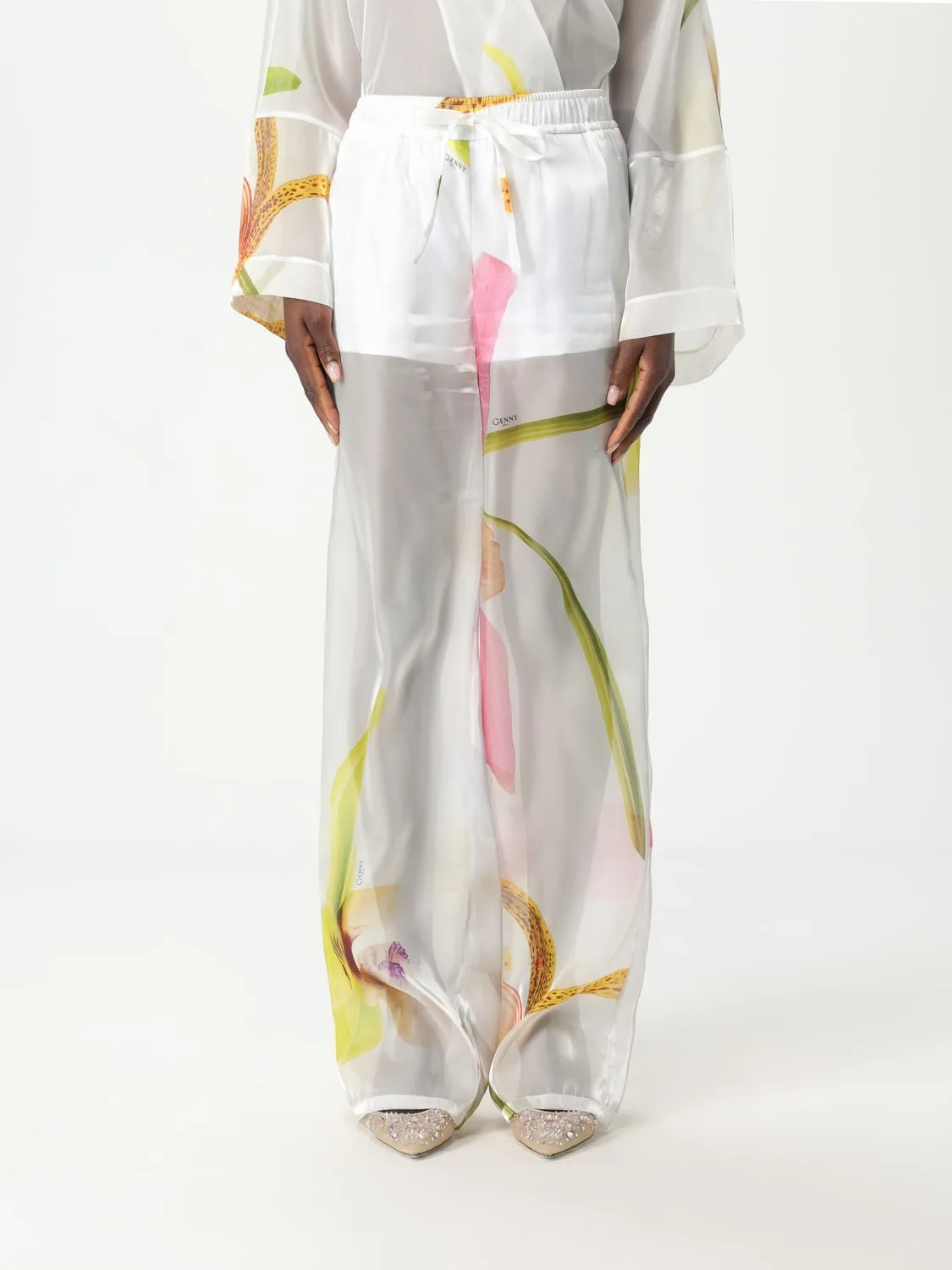 Pantalone Genny in crepe con stampa floreale