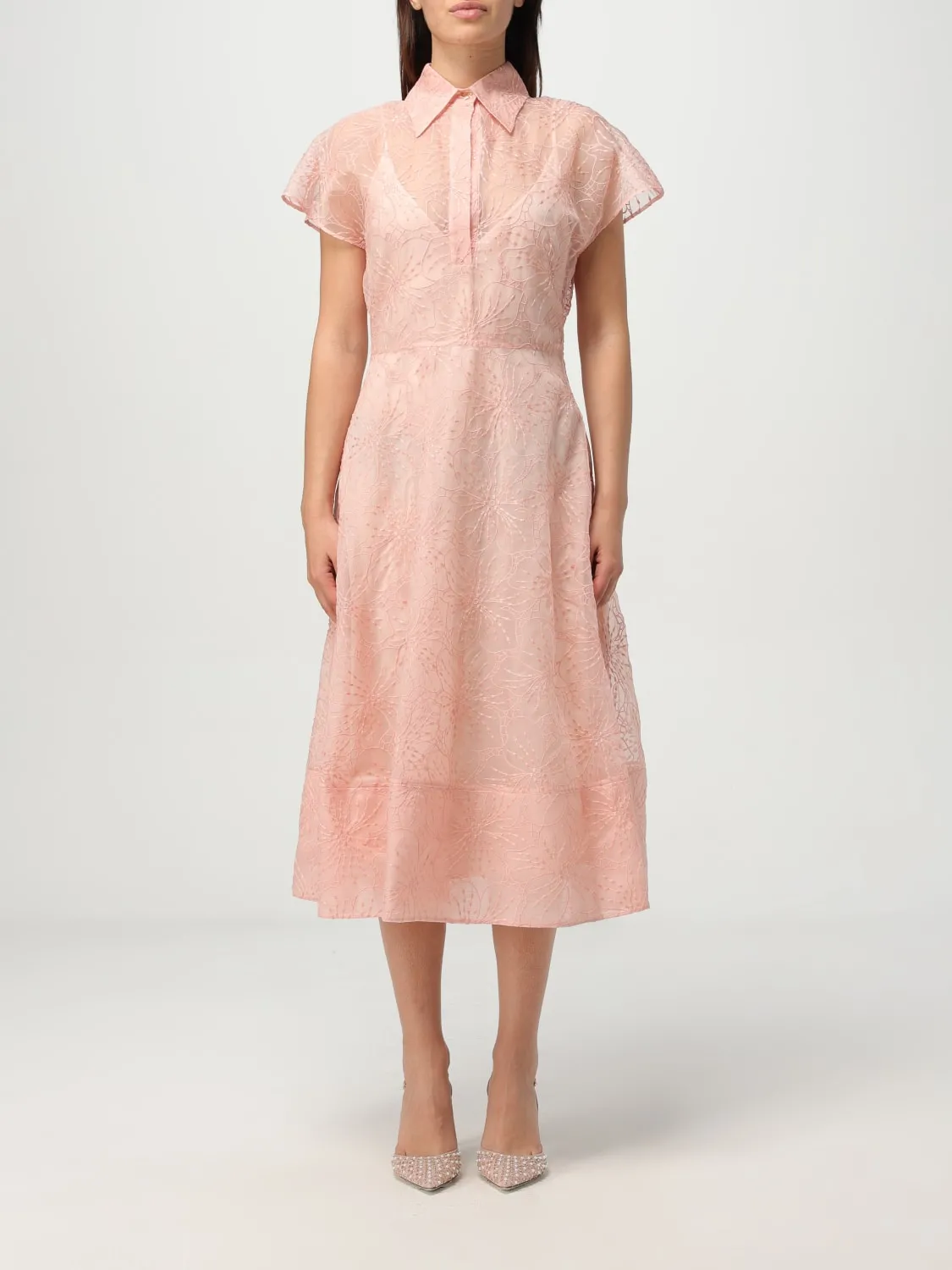 Abito chemisier Genny in seta con motivo floreale