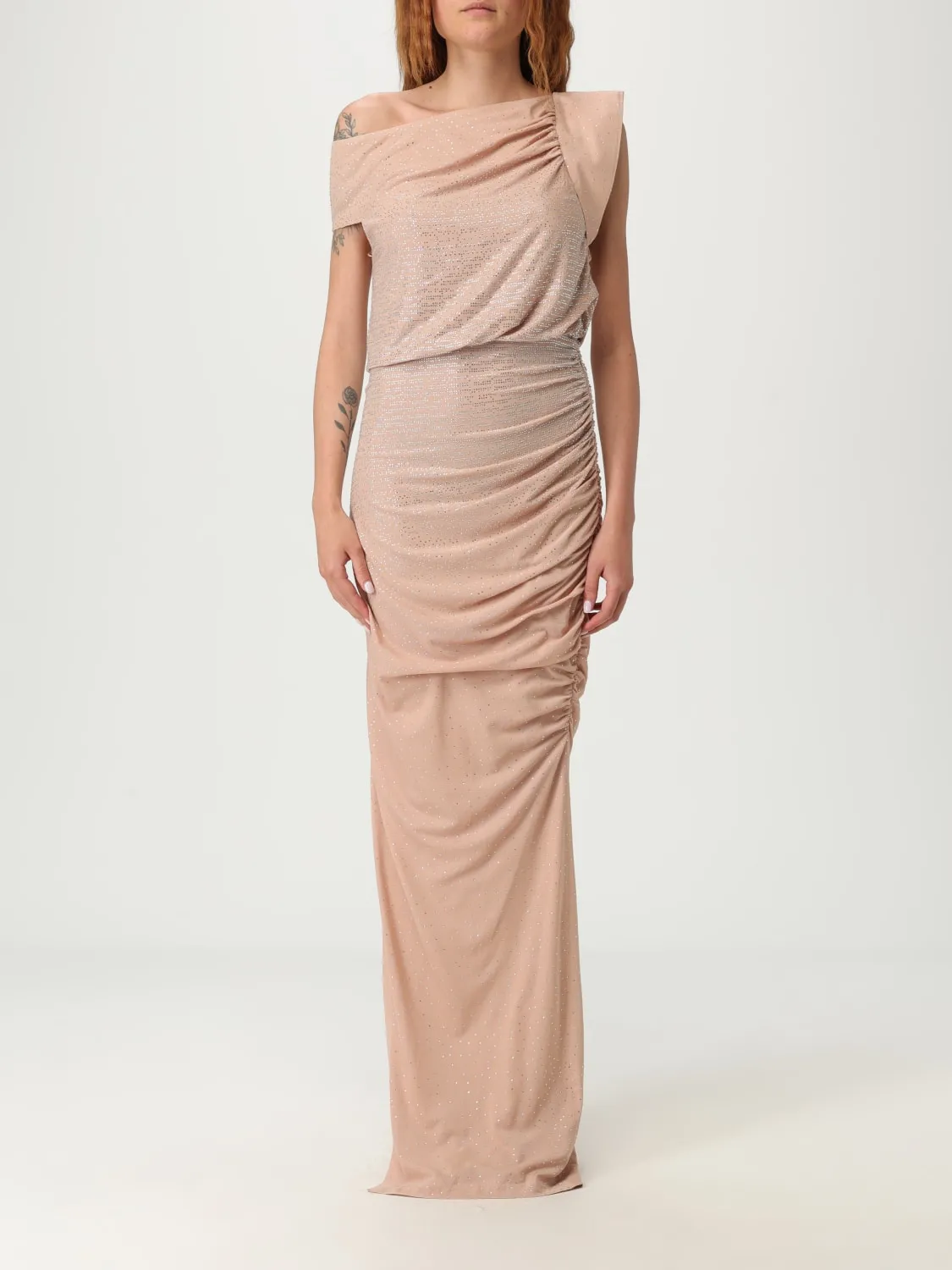 Abito drappeggiato Genny in jersey con strass