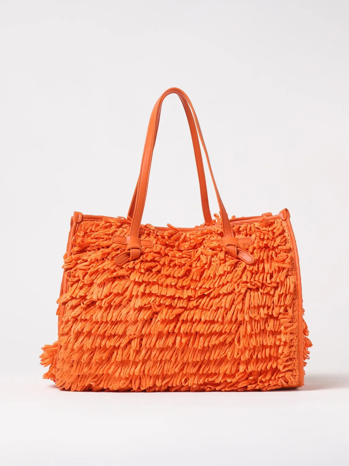 Borsa Marcella Gianni Chiarini Club Marcella in rafia sfrangiata e pelle