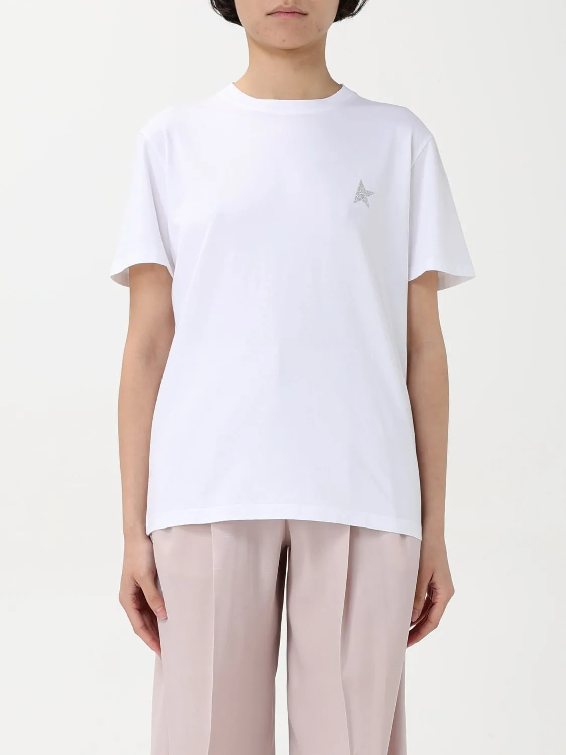 T-shirt in cotone con mini logo Golden Goose