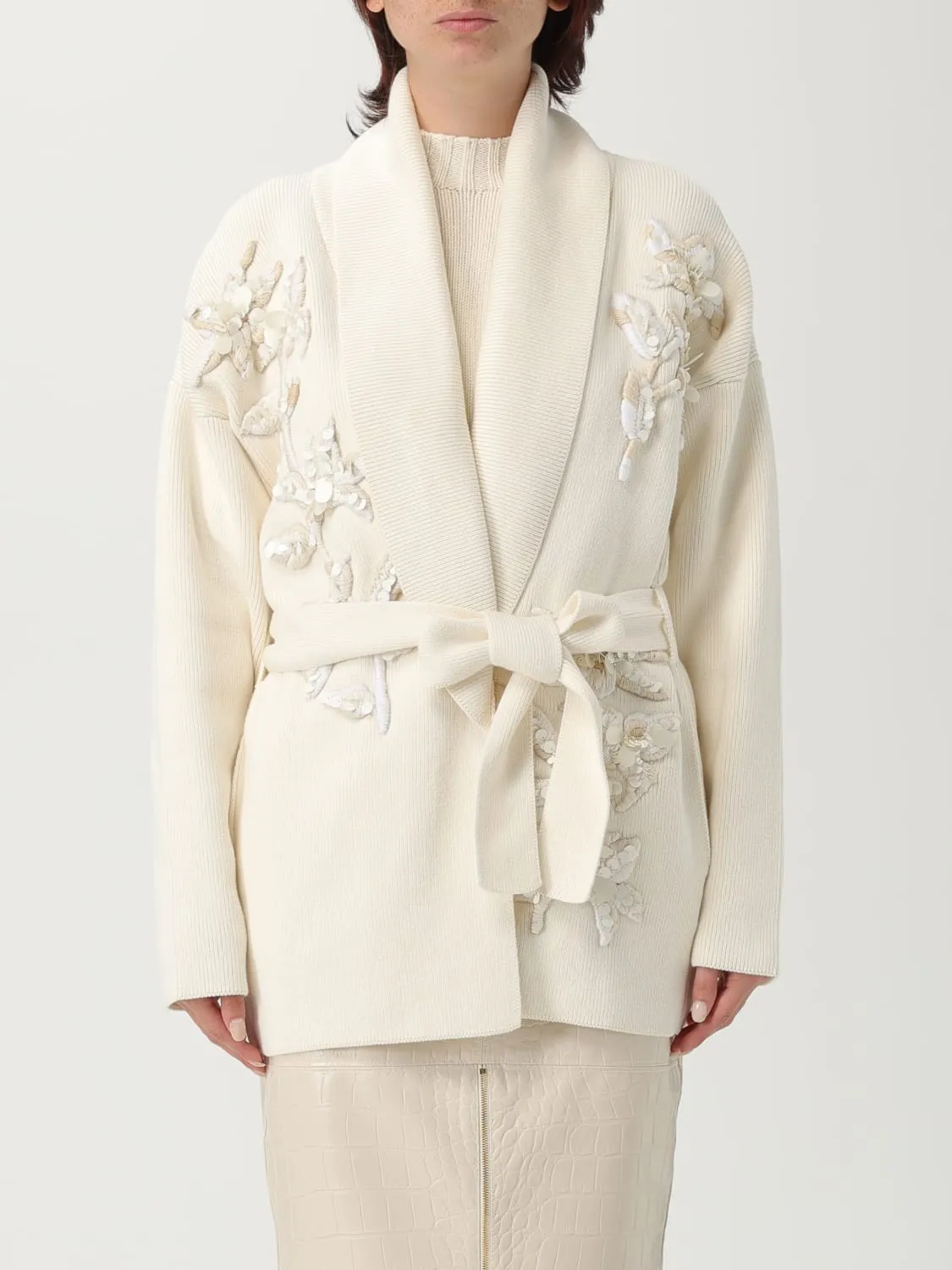 Cardigan in cotone con ricami e paillettes Golden Goose