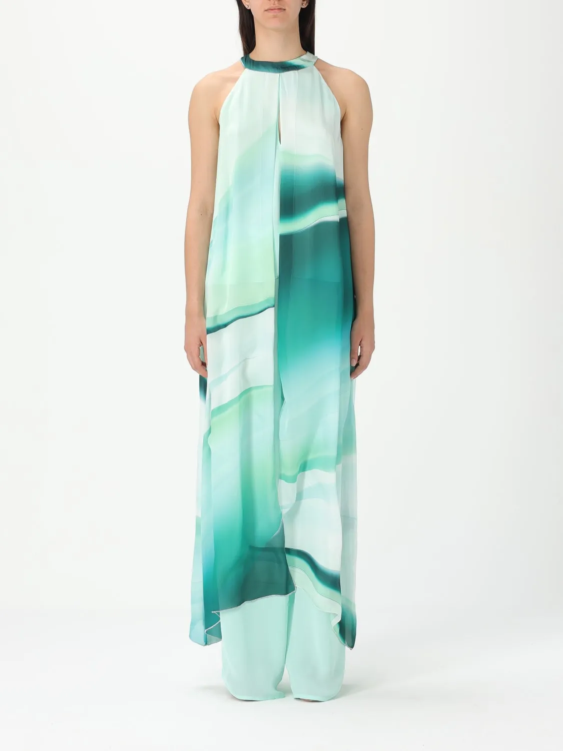 Abito H Couture in crêpe con stampa astratta