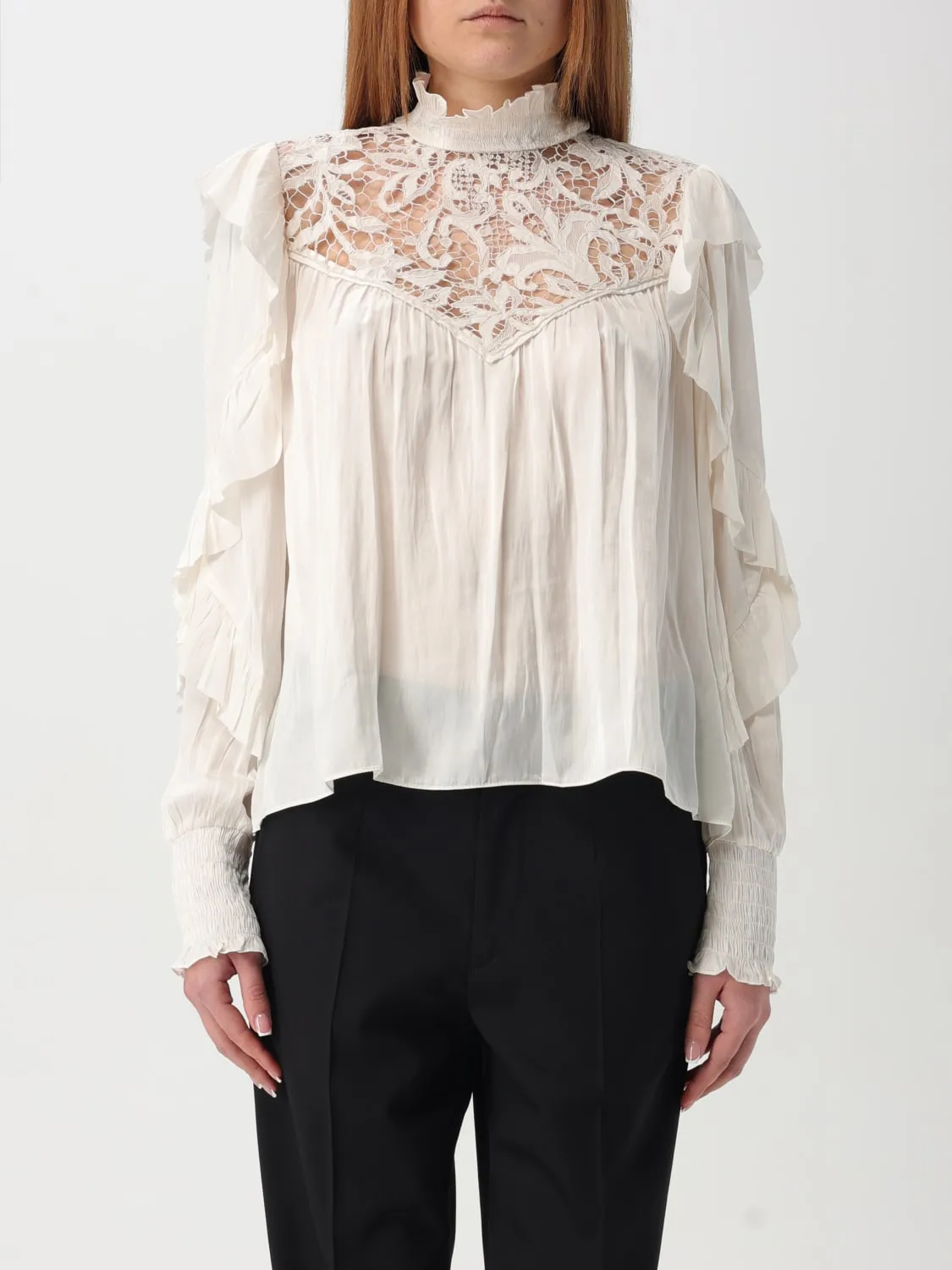 Blusa Isabel Marant in crêpe e pizzo