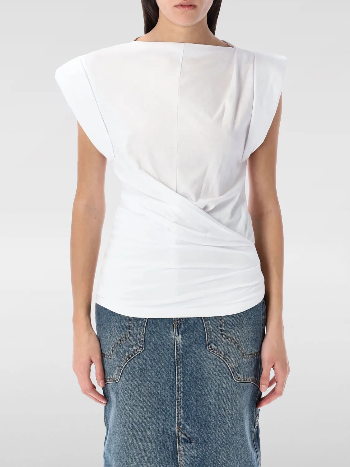 T-shirt in cotone drappeggiata Isabel Marant