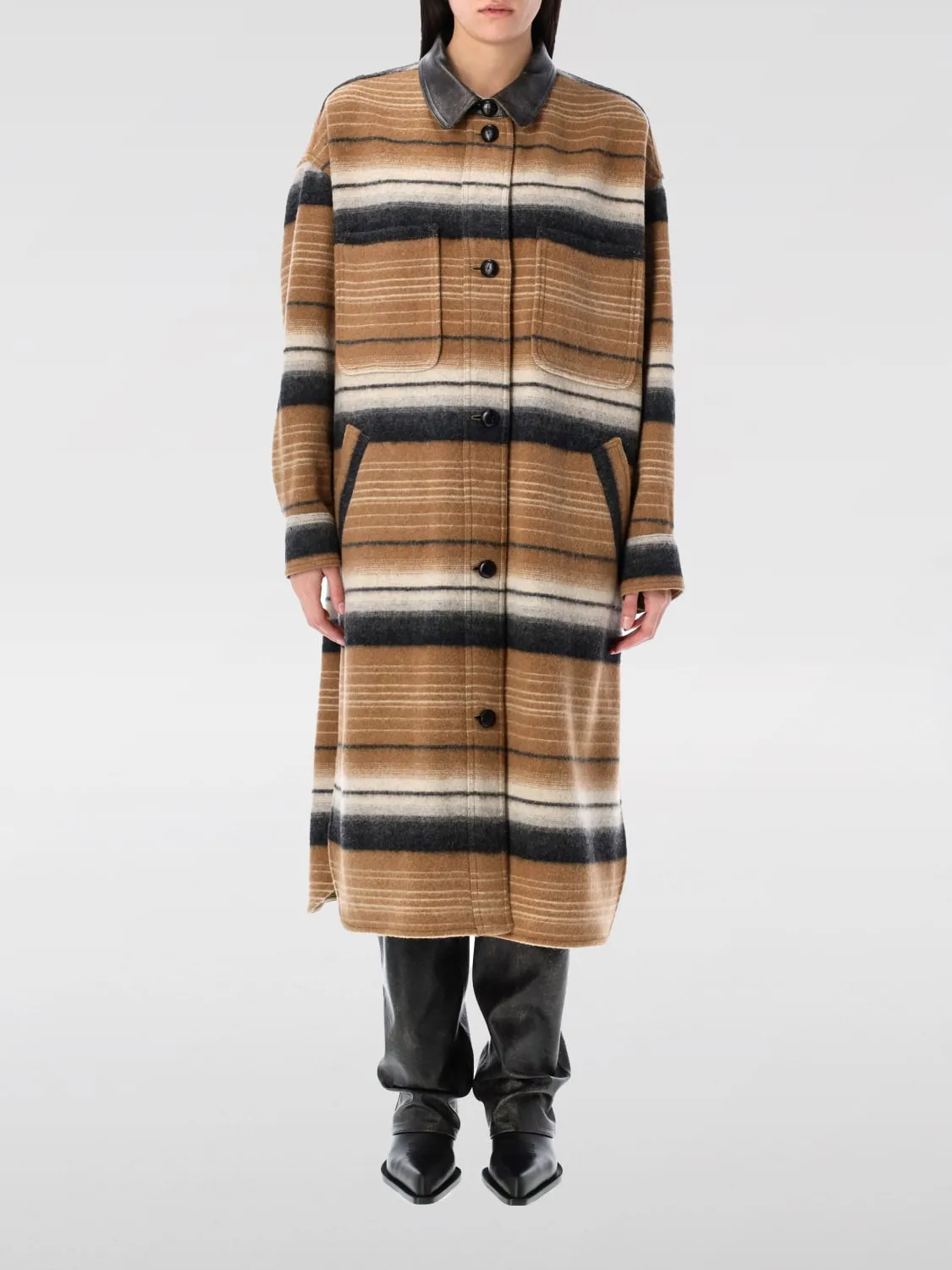 Cappotto Isabel Marant Etoile in misto lana a righe