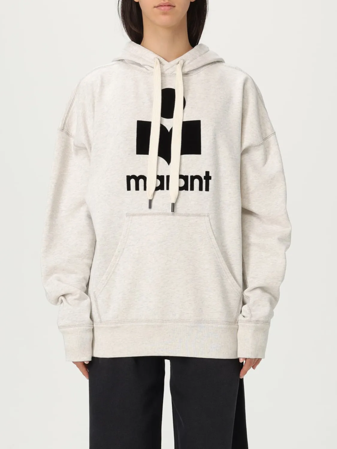 Felpa con cappuccio in misto cotone con logo Isabel Marant Etoile