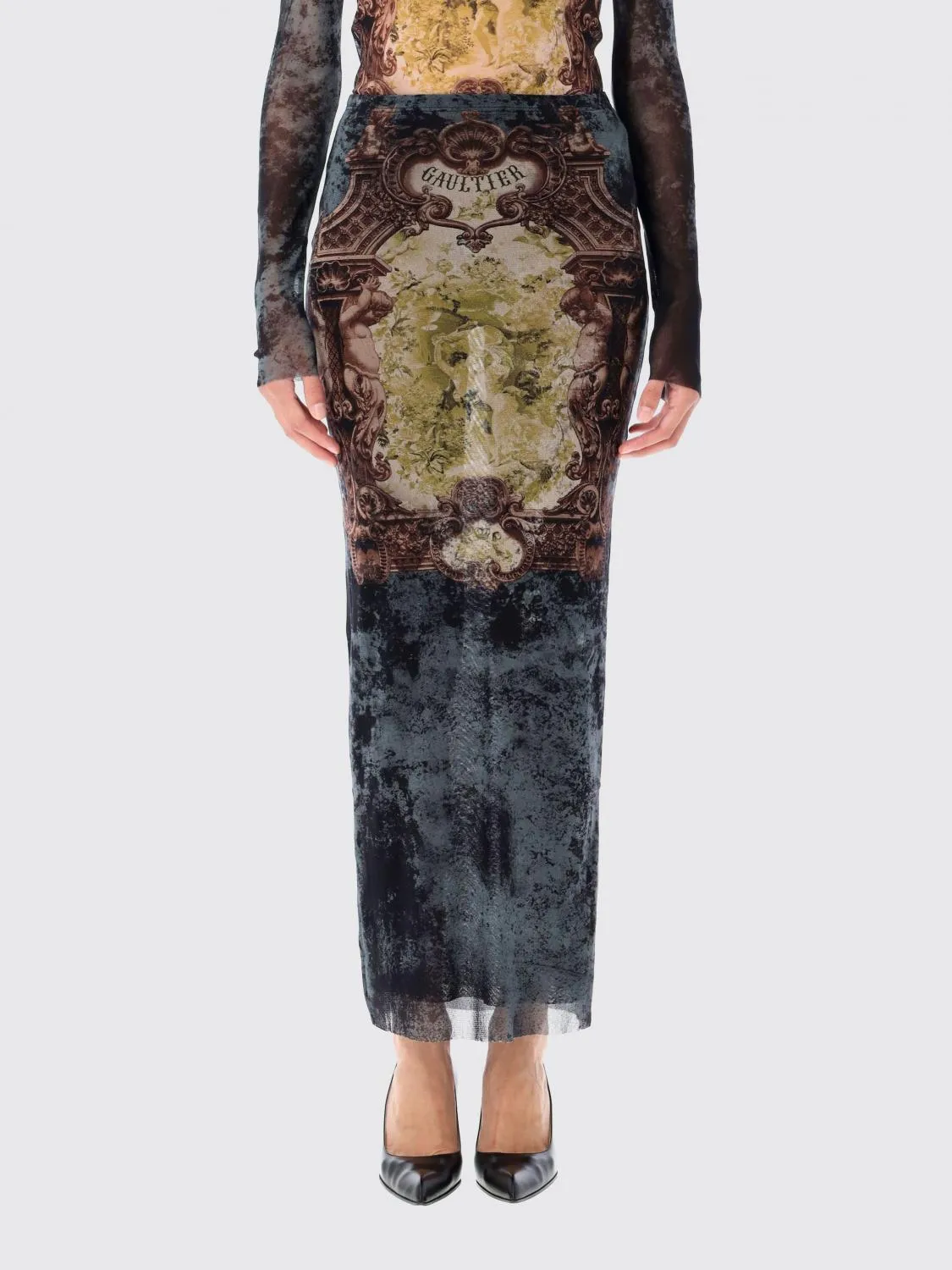 Gonna Jean Paul Gaultier in jersey con stampa grafica