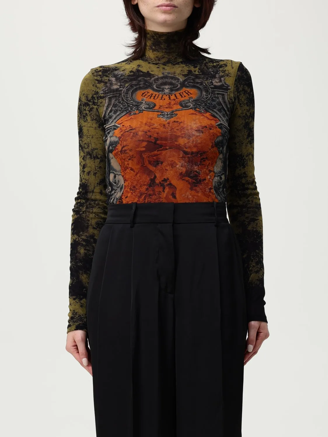 Top a body Jean Paul Gaultier in jersey con stampa