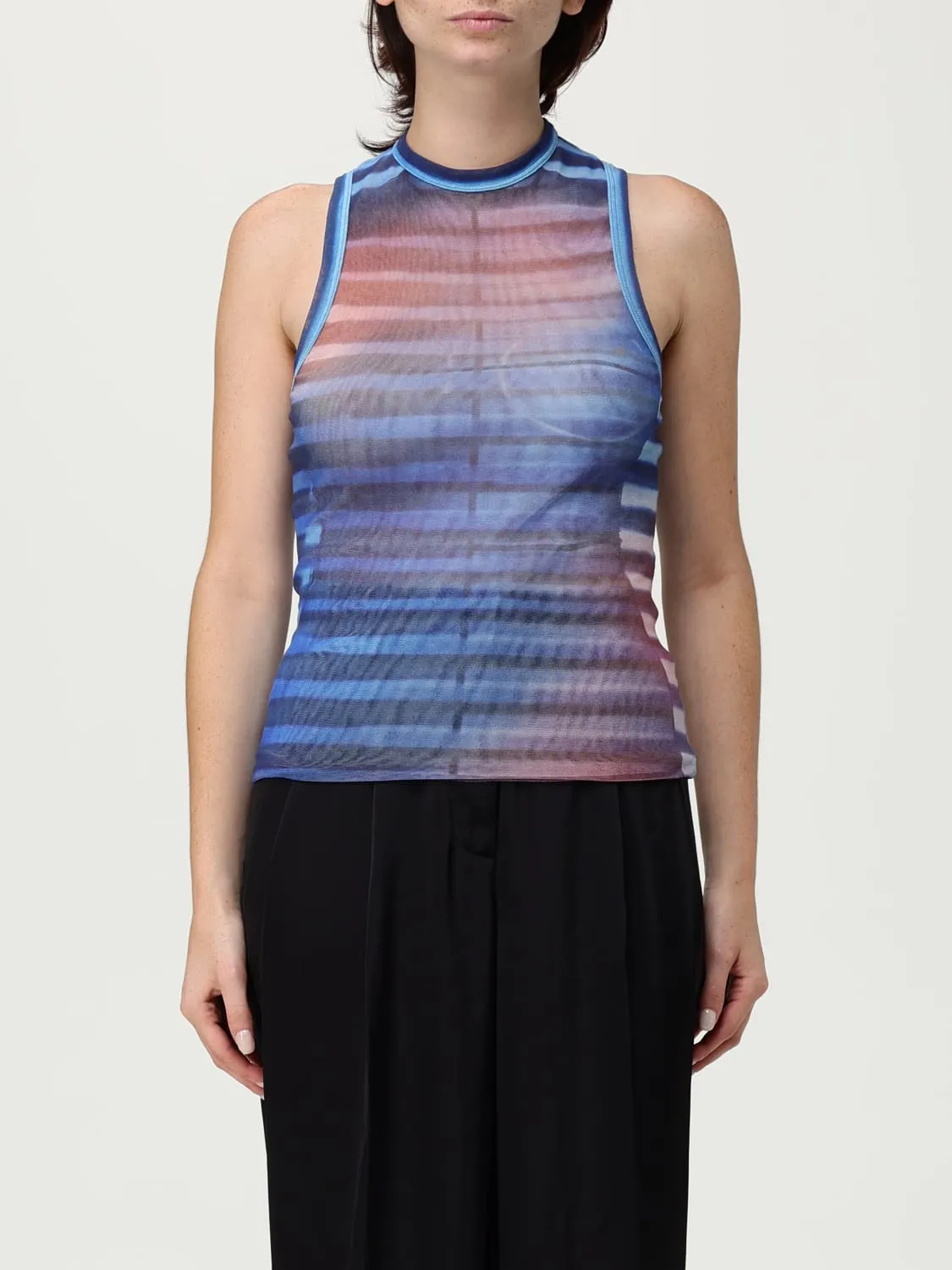 Top smanicato Jean Paul Gaultier in jersey stampato