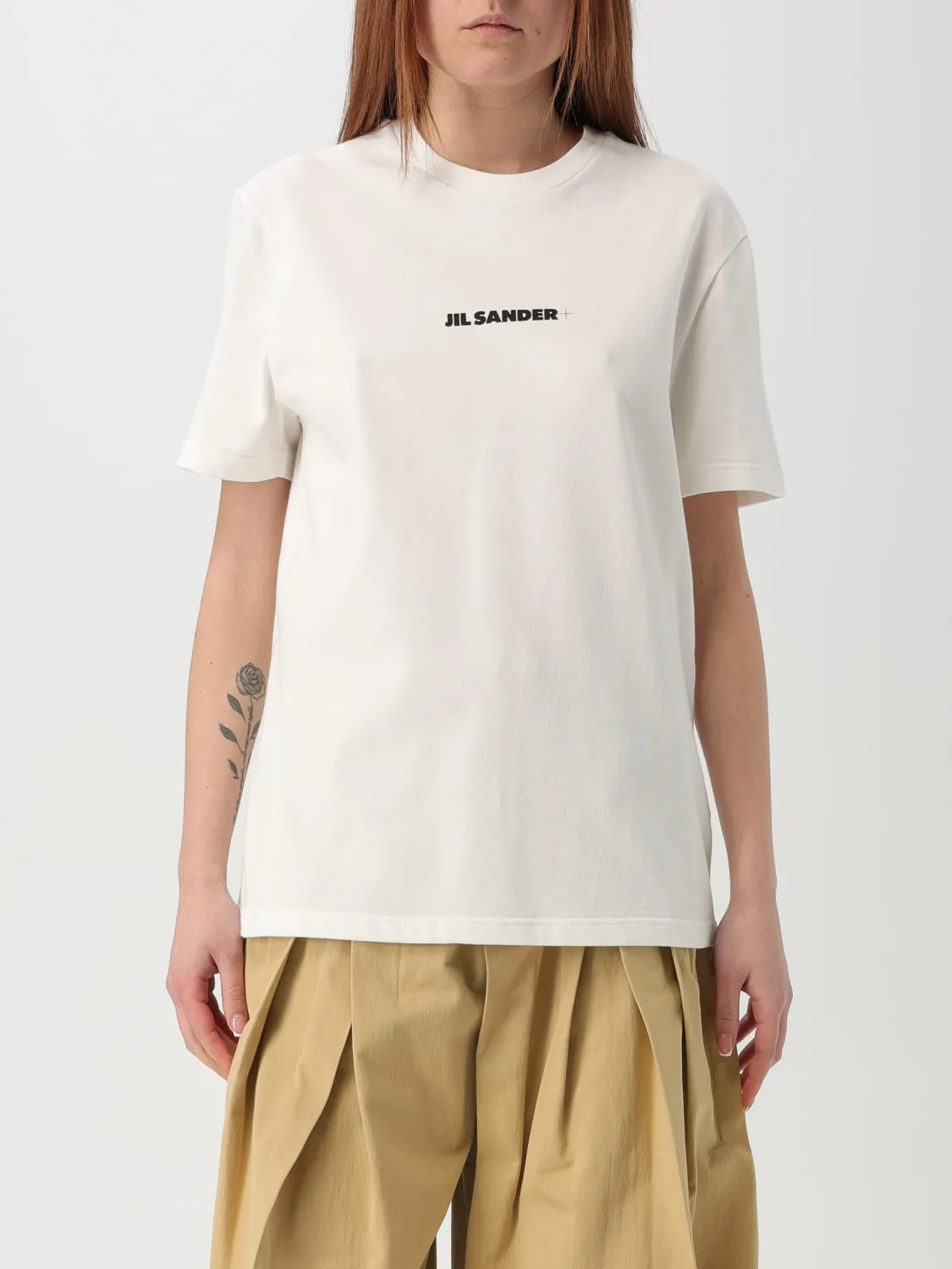 T-shirt in cotone con mini logo Jil Sander