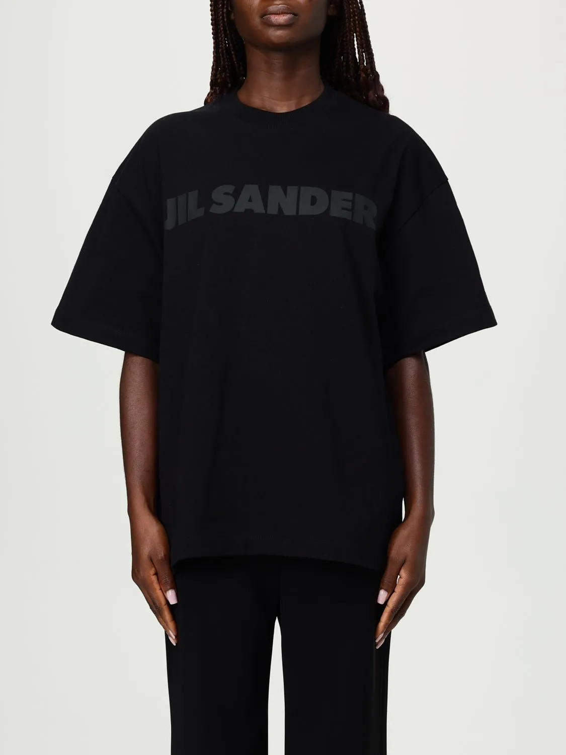 T-shirt in cotone over con logo Jil Sander