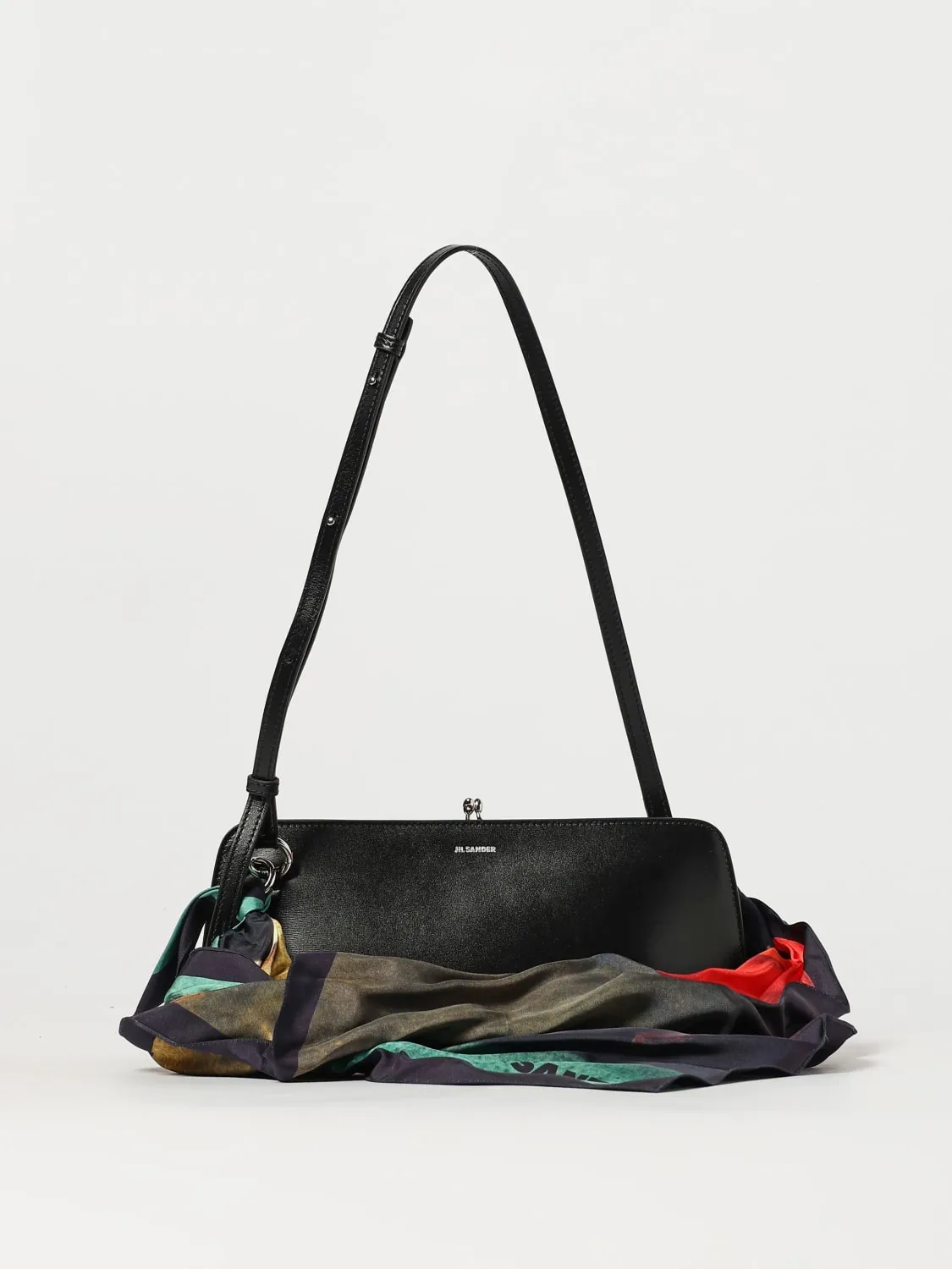 Borsa Goji Jil Sander in pelle palmellata con manico di foulard