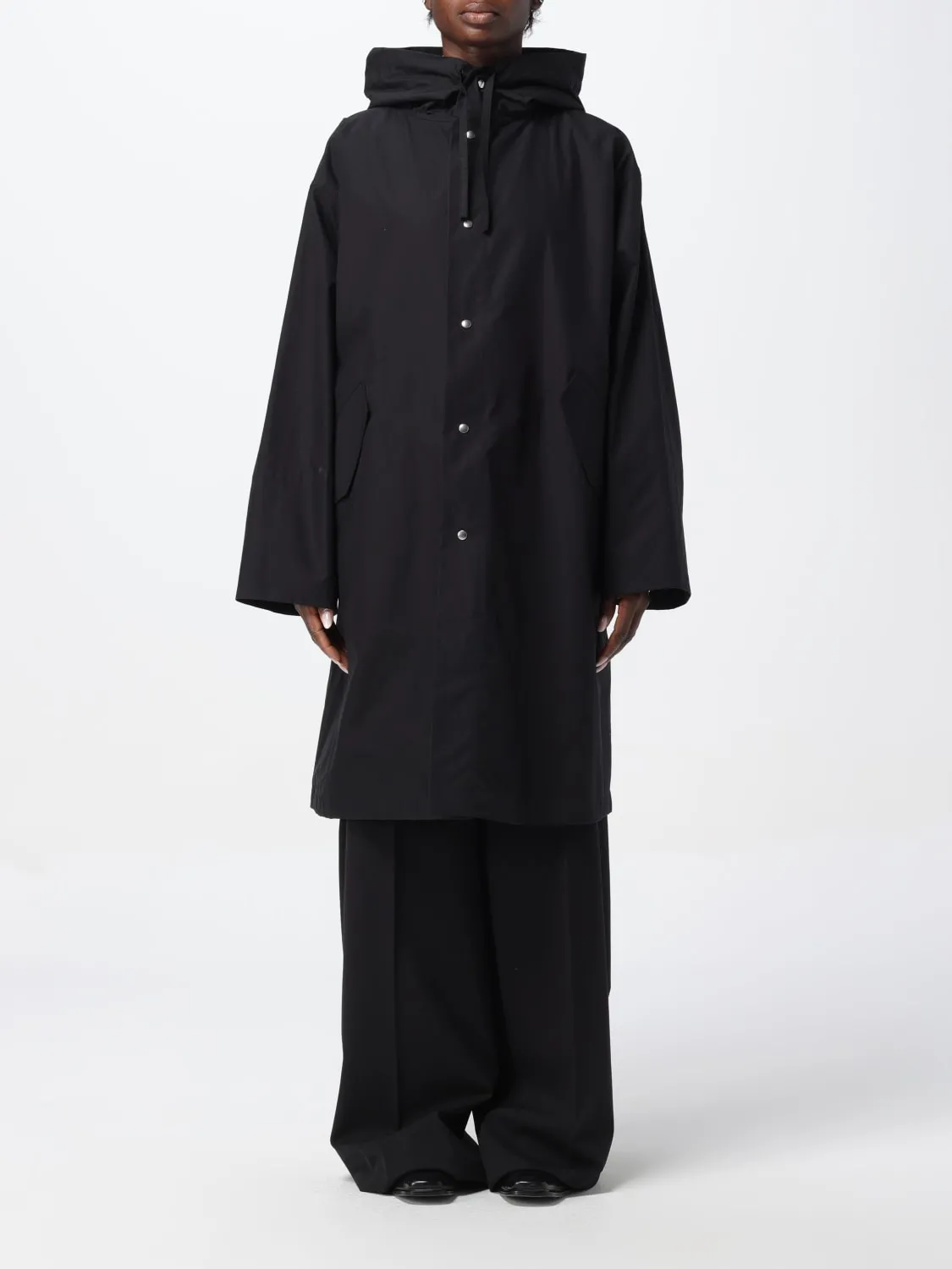 Parka lungo con cappuccio e logo Jil Sander