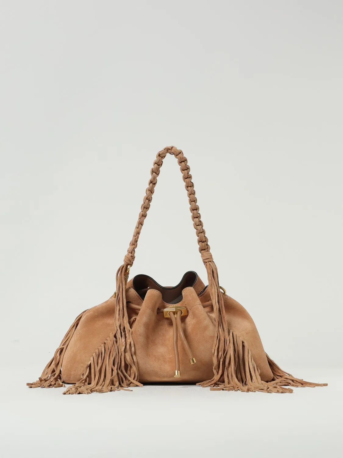 Borsa Cinch M in pelle scamosciata con frange Jimmy Choo