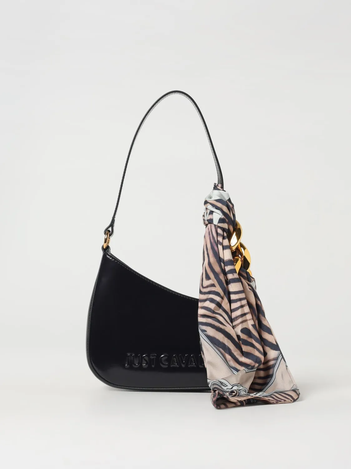 Borsa Just Cavalli in pelle sintetica spazzolata con foulard animalier