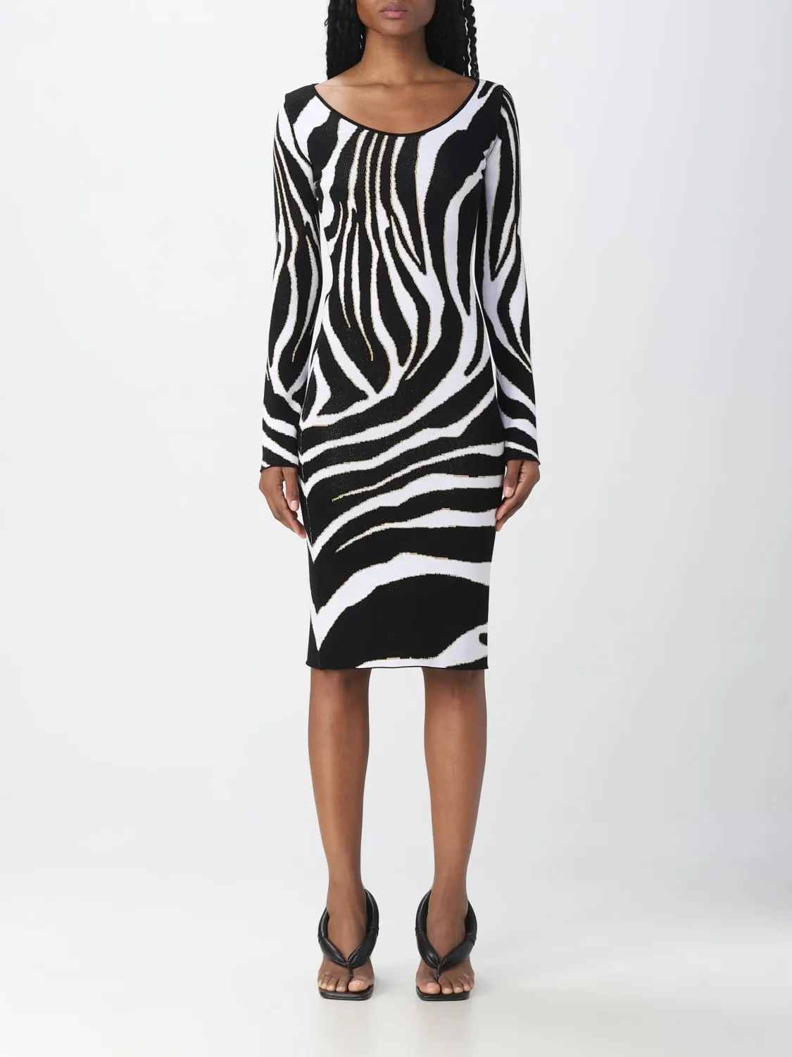 Collo tondo manica lunga jacquard lurex zebra