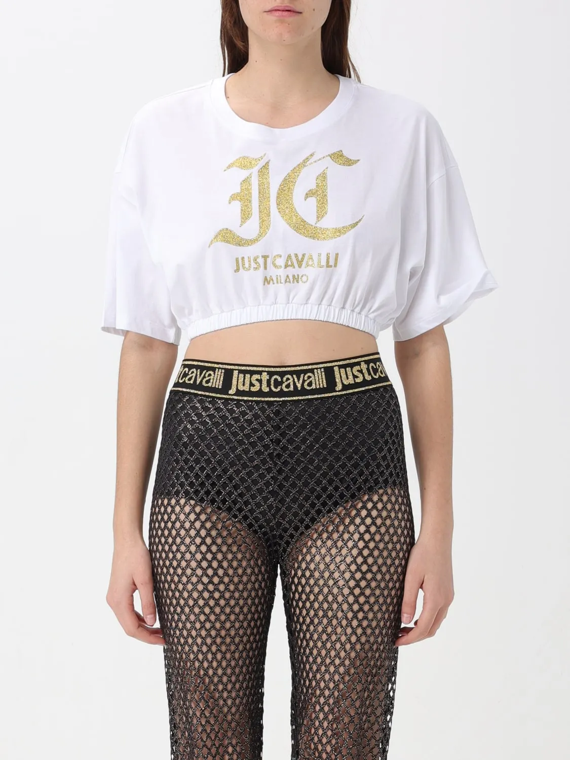 T-shirt di cotone crop Just Cavalli