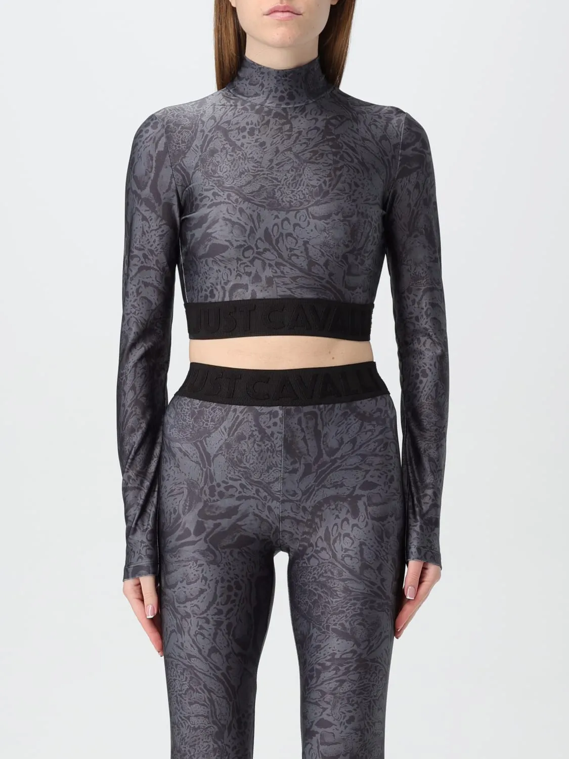 Top crop Just Cavalli in jersey con stampa