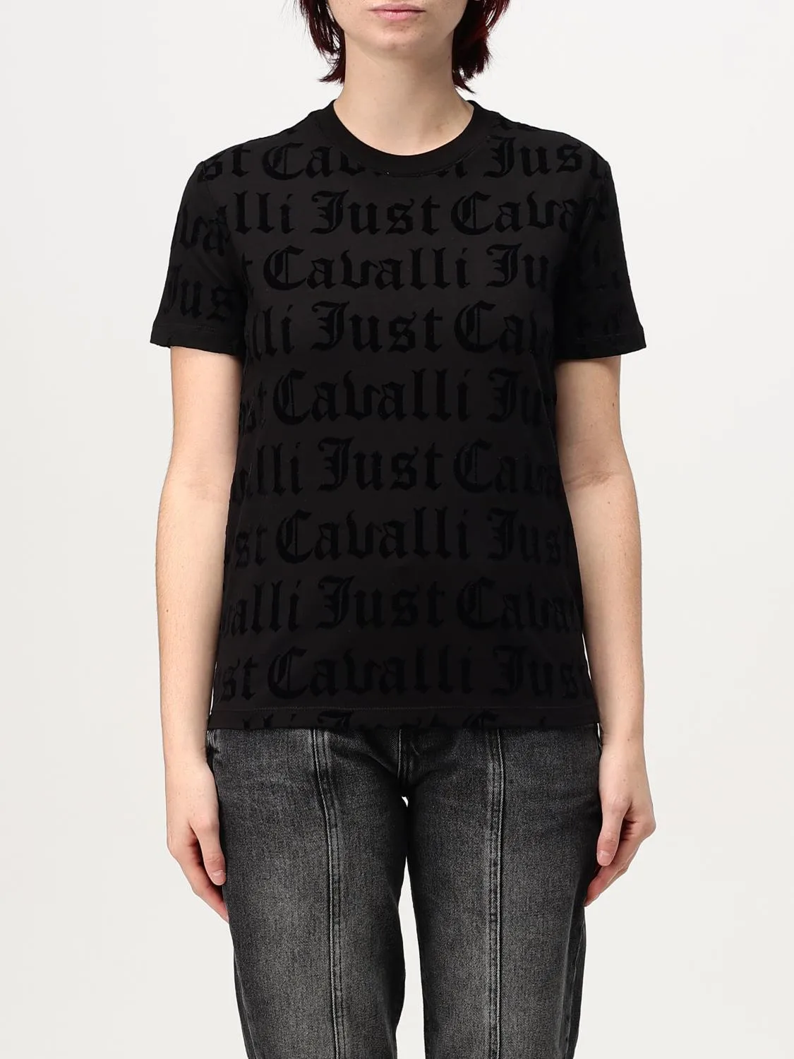 T-shirt Just Cavalli in cotone con logo all over