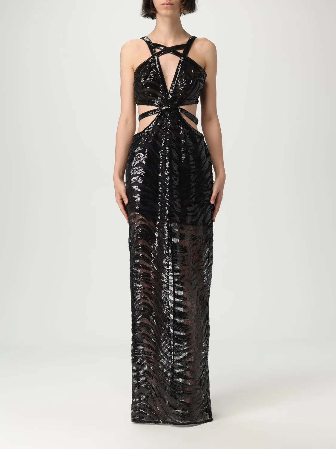 Abito cut-out Just Cavalli in tessuto paillettato