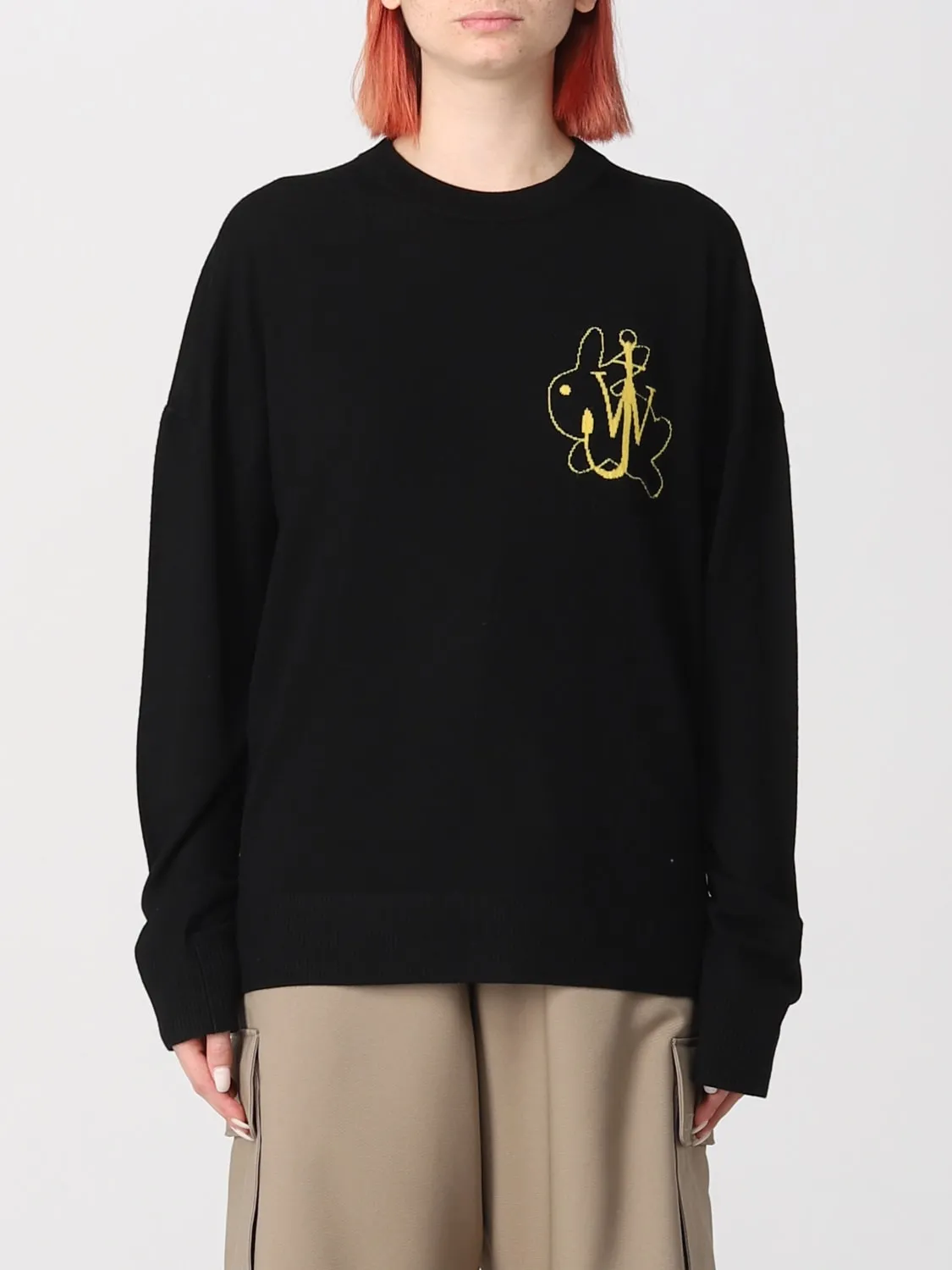 Maglione JW Anderson in lana merino con logo jacquard