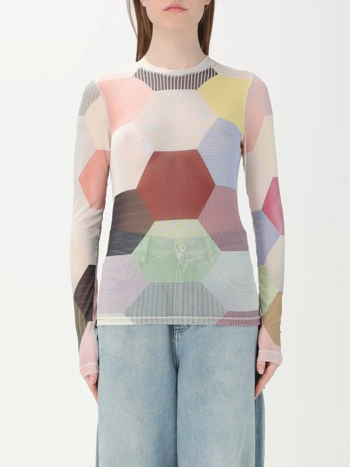 Top JW Anderson in jersey stampato