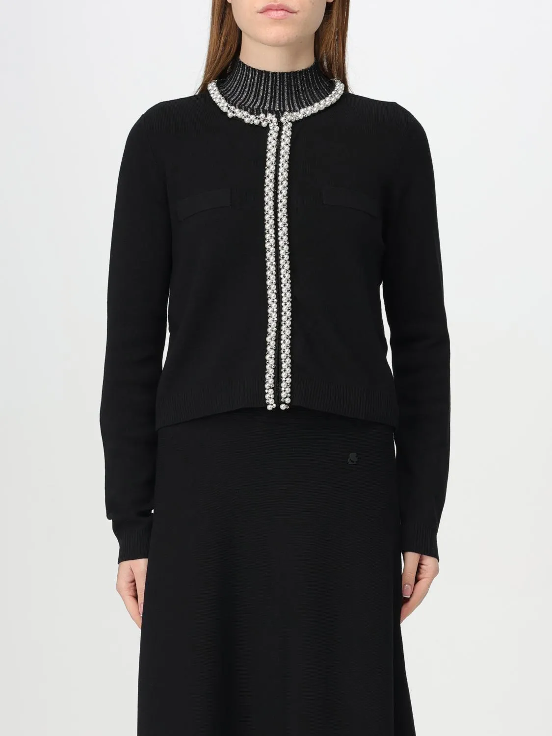 Cardigan Karl Lagerfeld in misto lana con perline