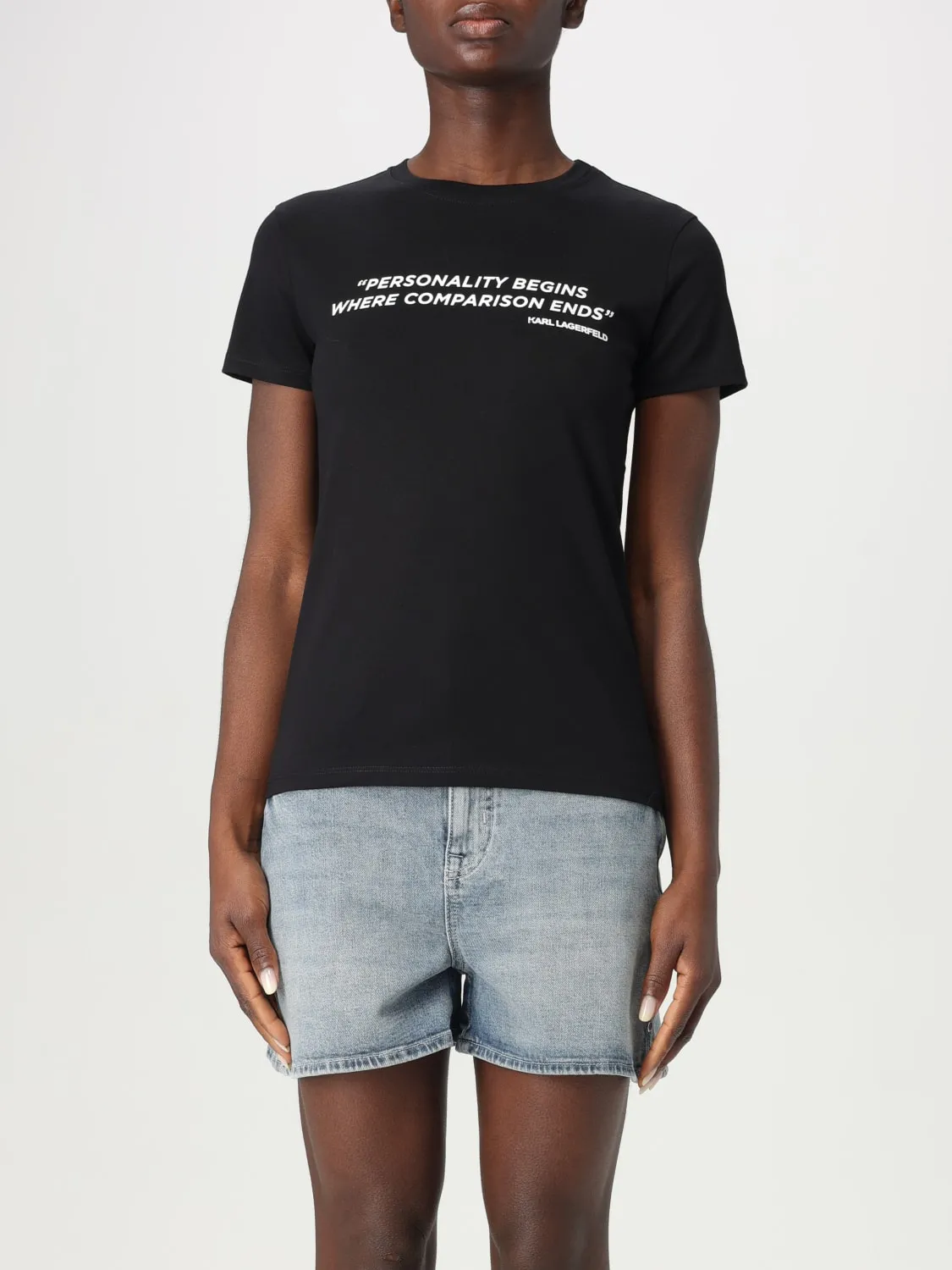 T-shirt in cotone con slogan Karl Lagerfeld