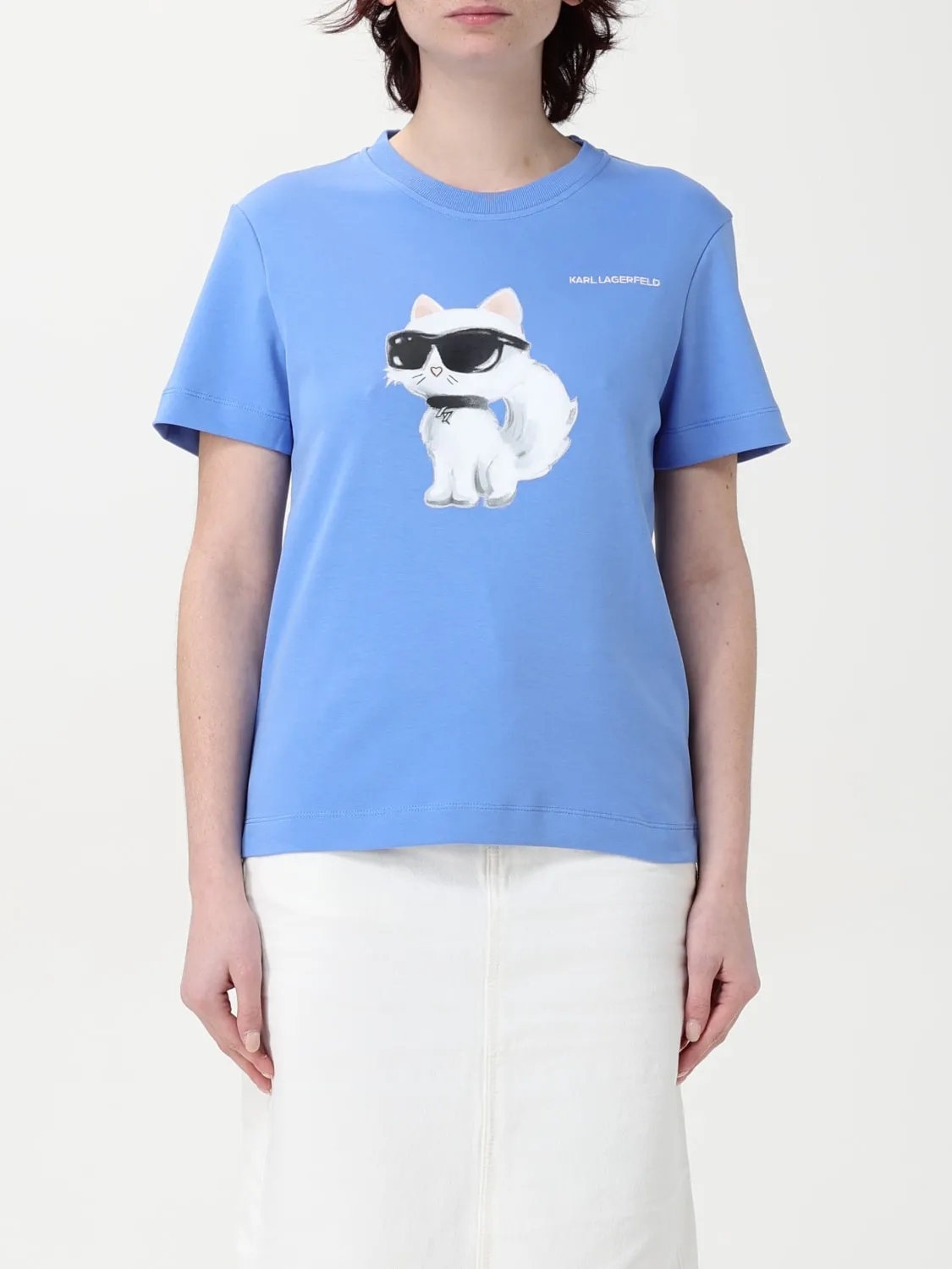 T-shirt in cotone con stampa Gatto Karl Karl Lagerfeld