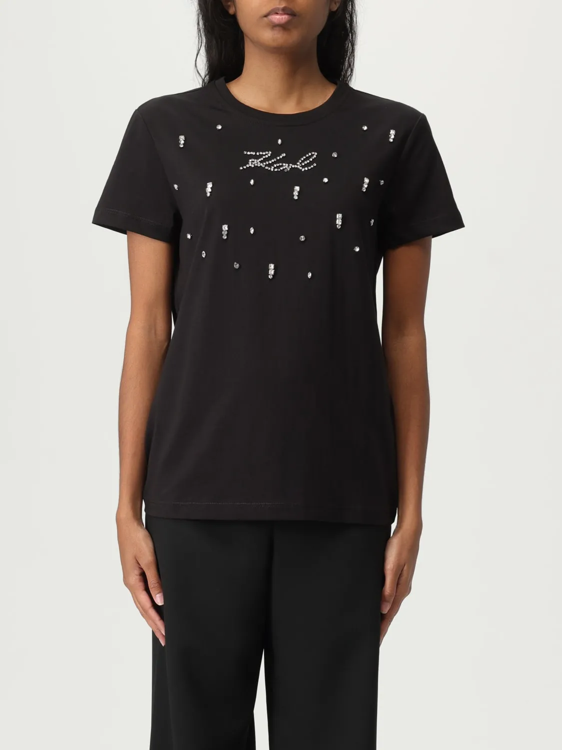 T-shirt Karl Lagerfeld in cotone con strass