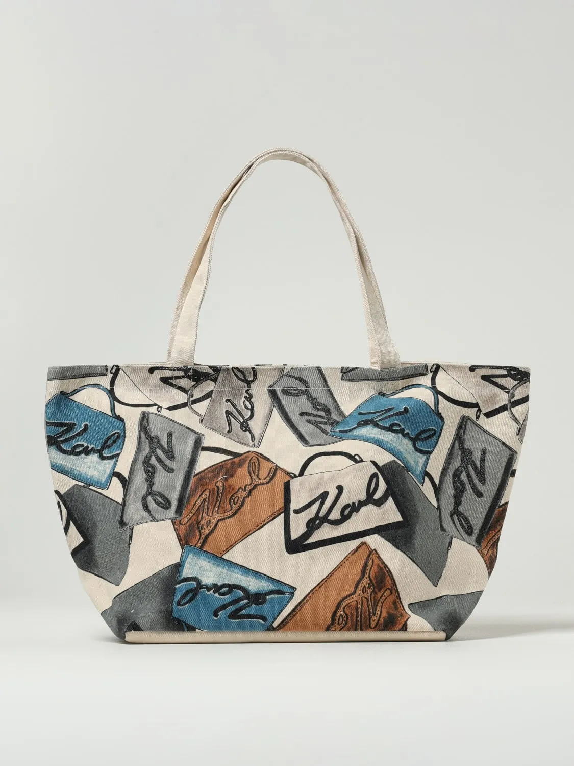 Borsa Karl Lagerfeld in canvas di cotone con stampa all over