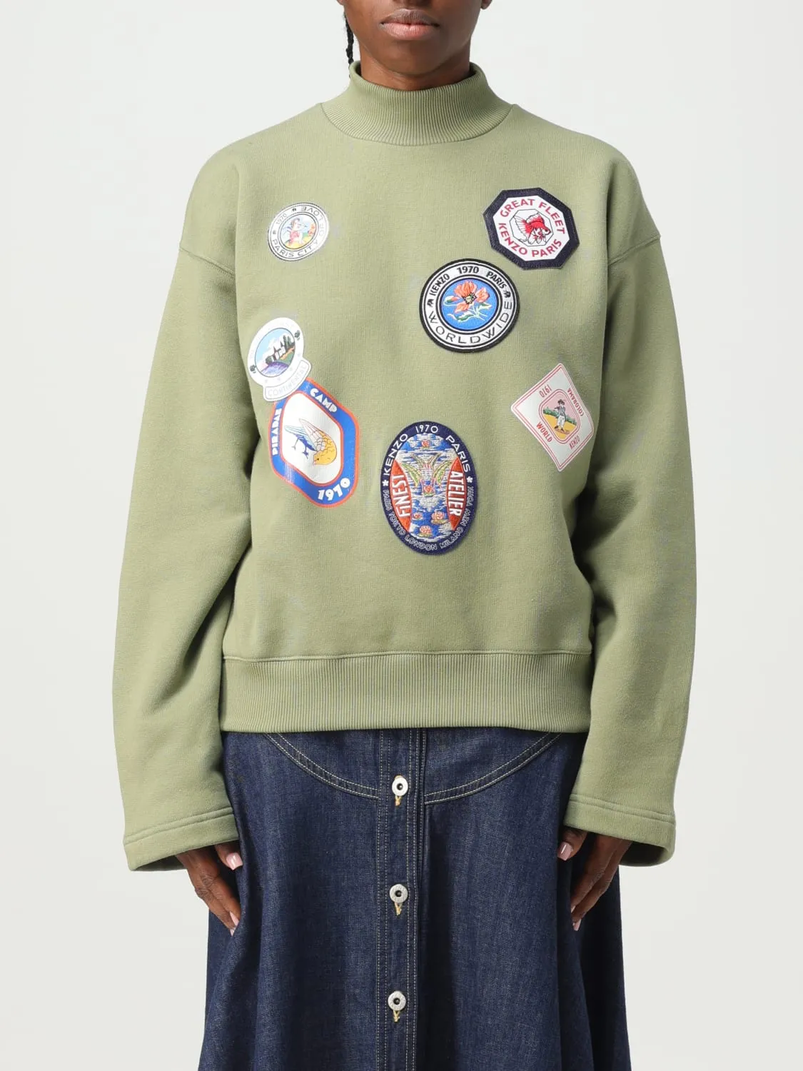 Felpa a lupetto Kenzo in cotone con patches