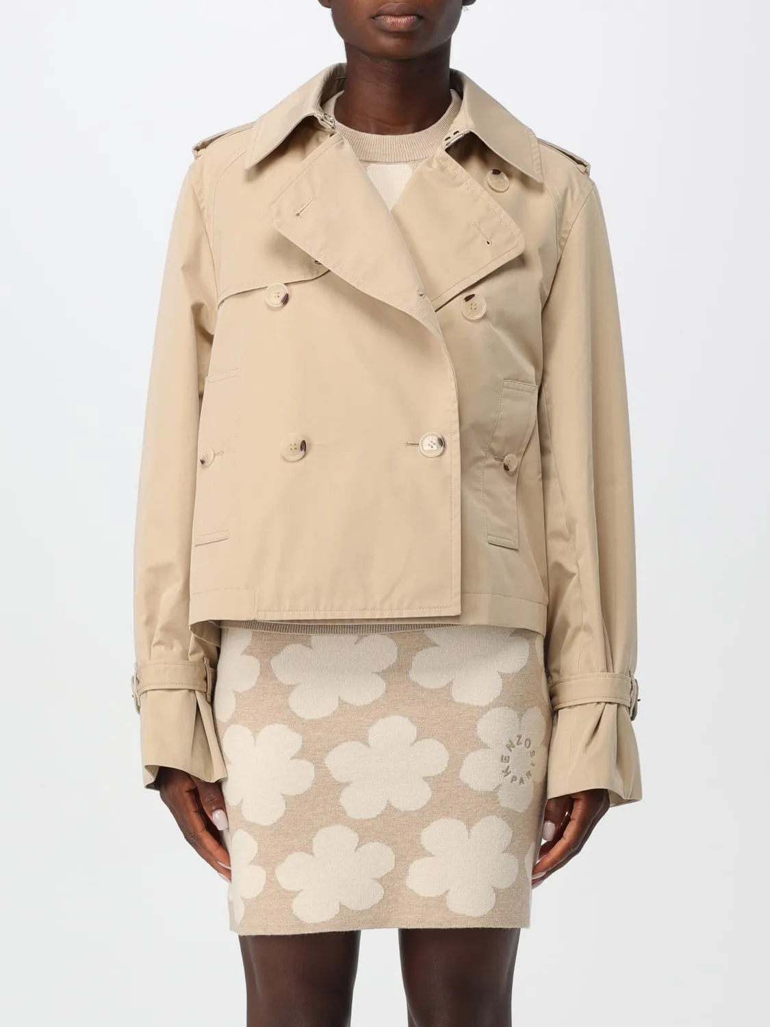 Trench a doppiopetto Kenzo in misto cotone