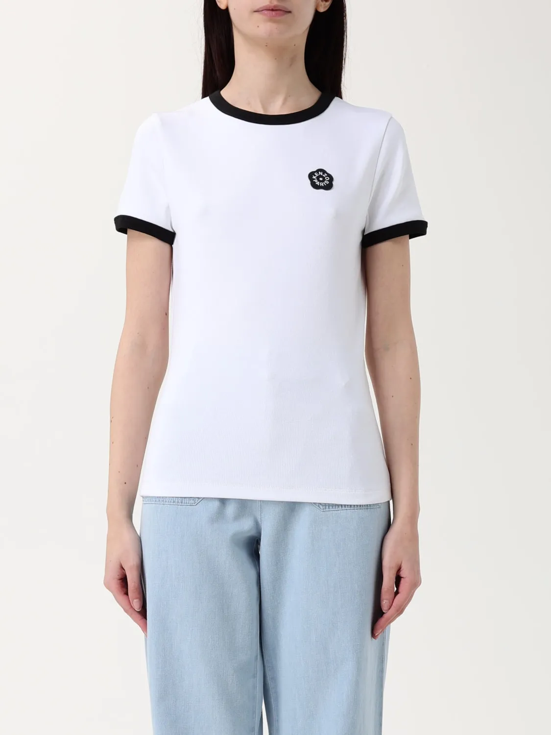 T-shirt in cotone con logo fiore Kenzo