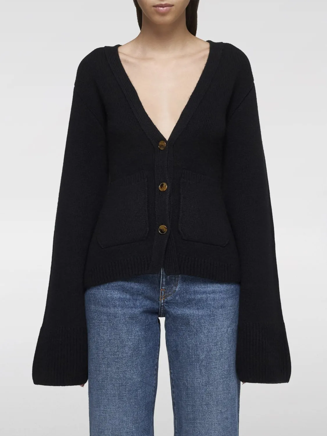 Cardigan a girocollo Khaite in cashmere