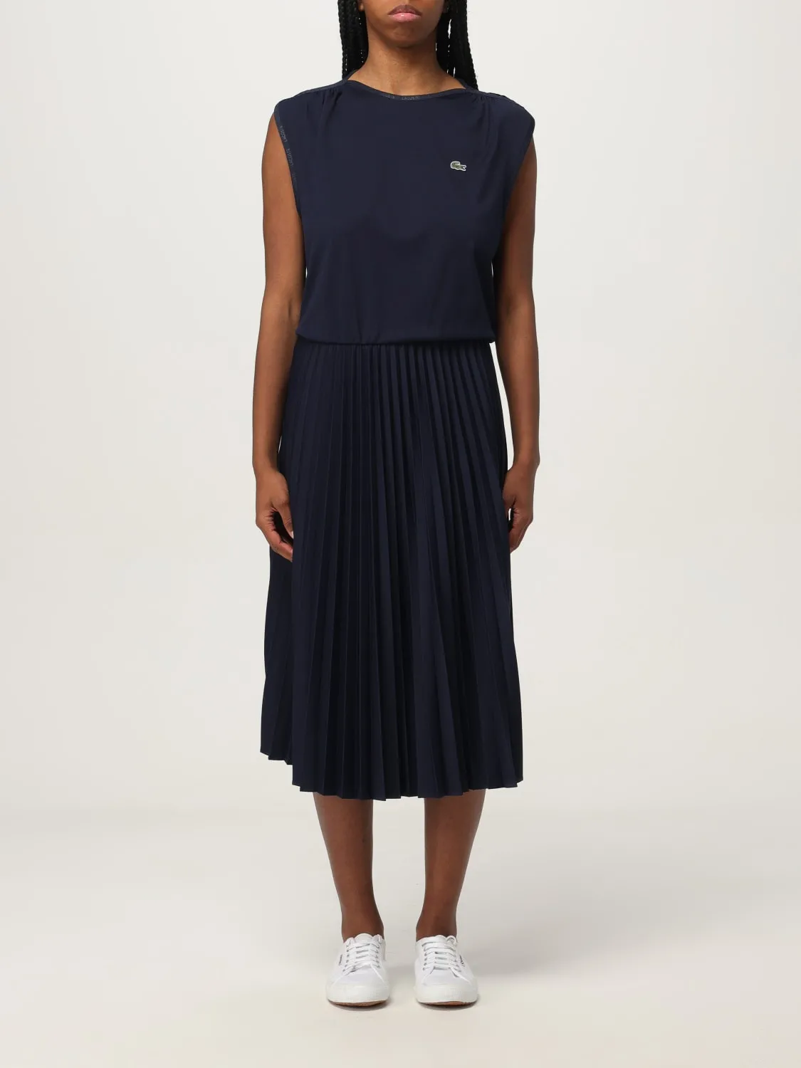 Abito plissettato Lacoste in cotone