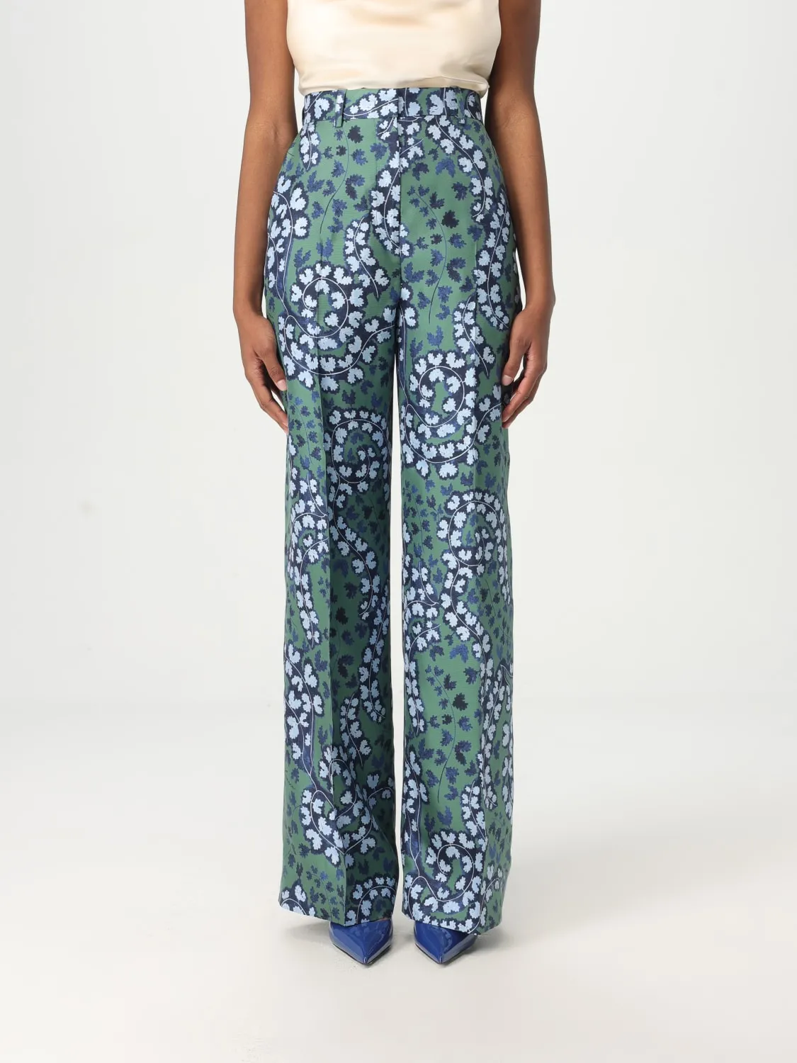 Pantalone Lanvin in seta con stampa floreale