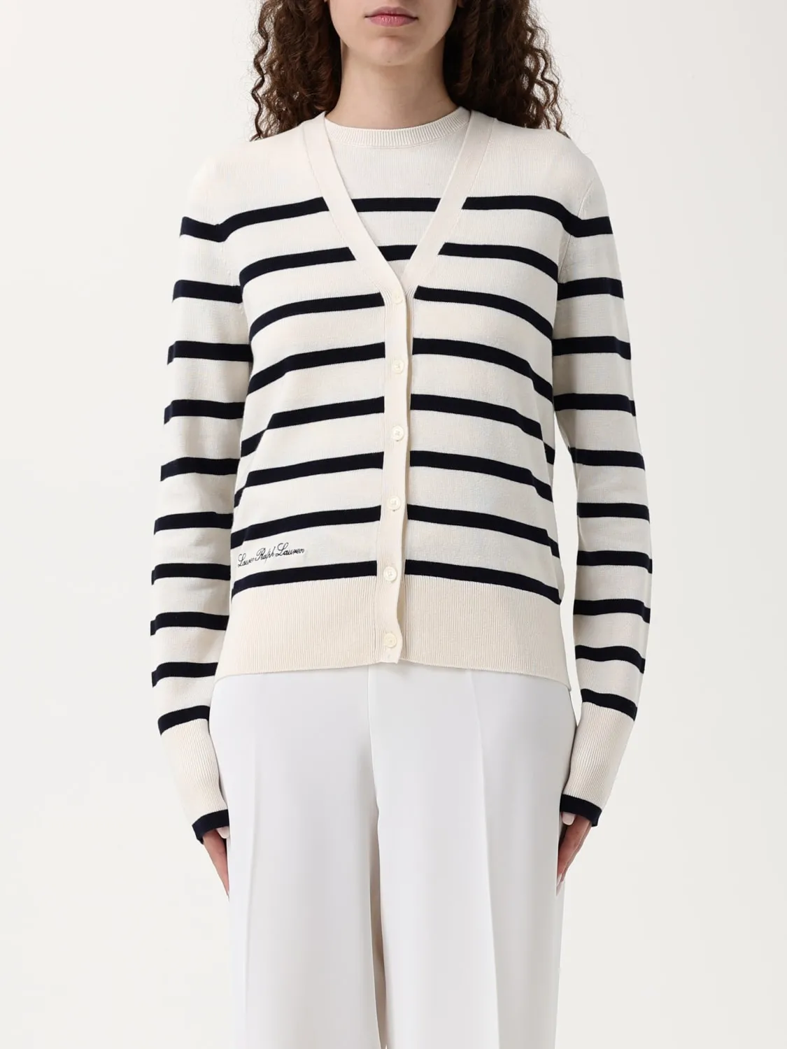 Cardigan Lauren Ralph Lauren in misto cotone a righe