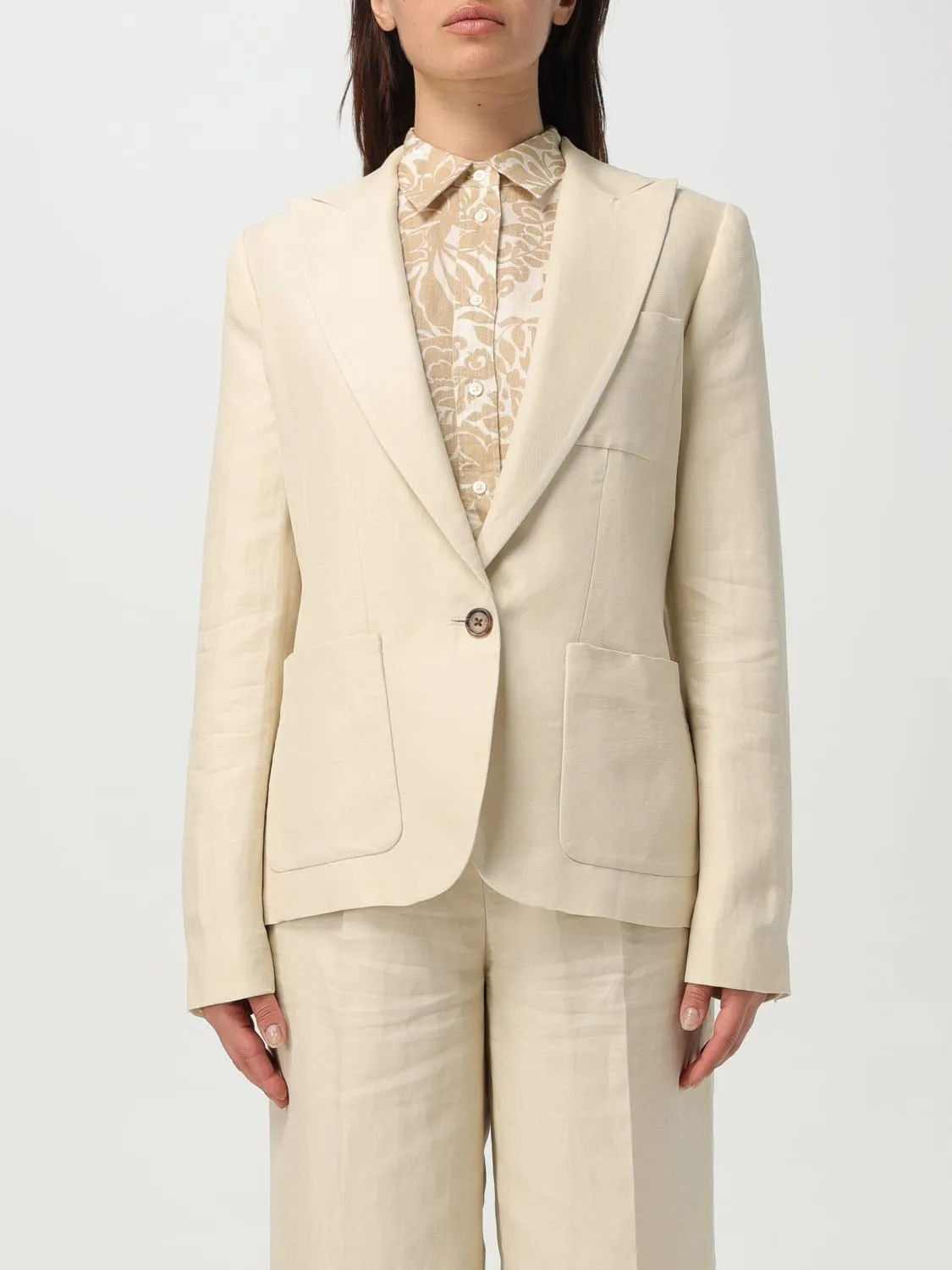 Blazer a monopetto in misto lino Lauren Ralph Lauren