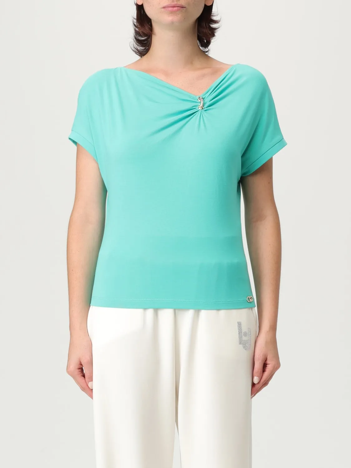 T-shirt a v Liu Jo in jersey di cotone