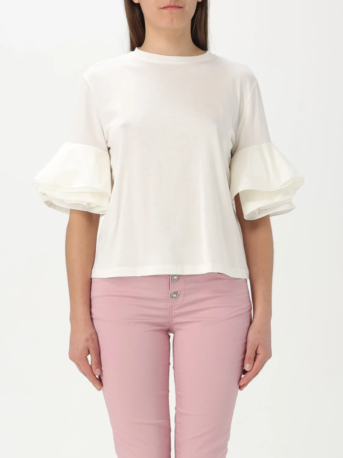 T-shirt con rouches in cotone Liu Jo