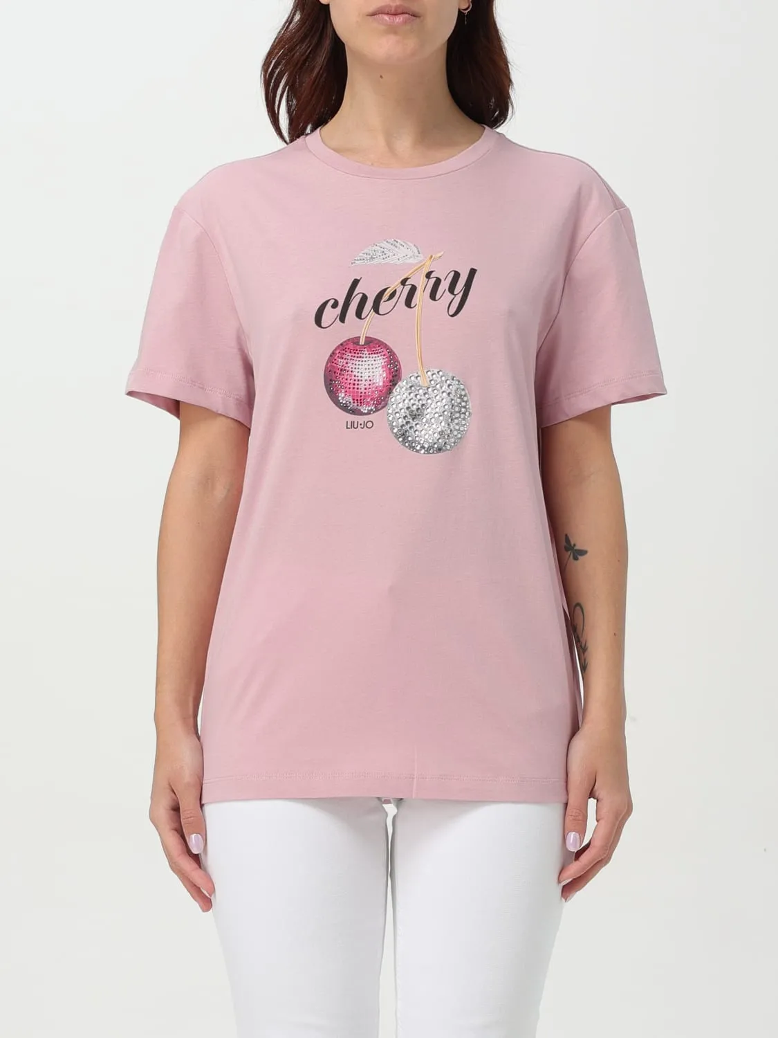 T-shirt in cotone con stampa cherry Liu Jo