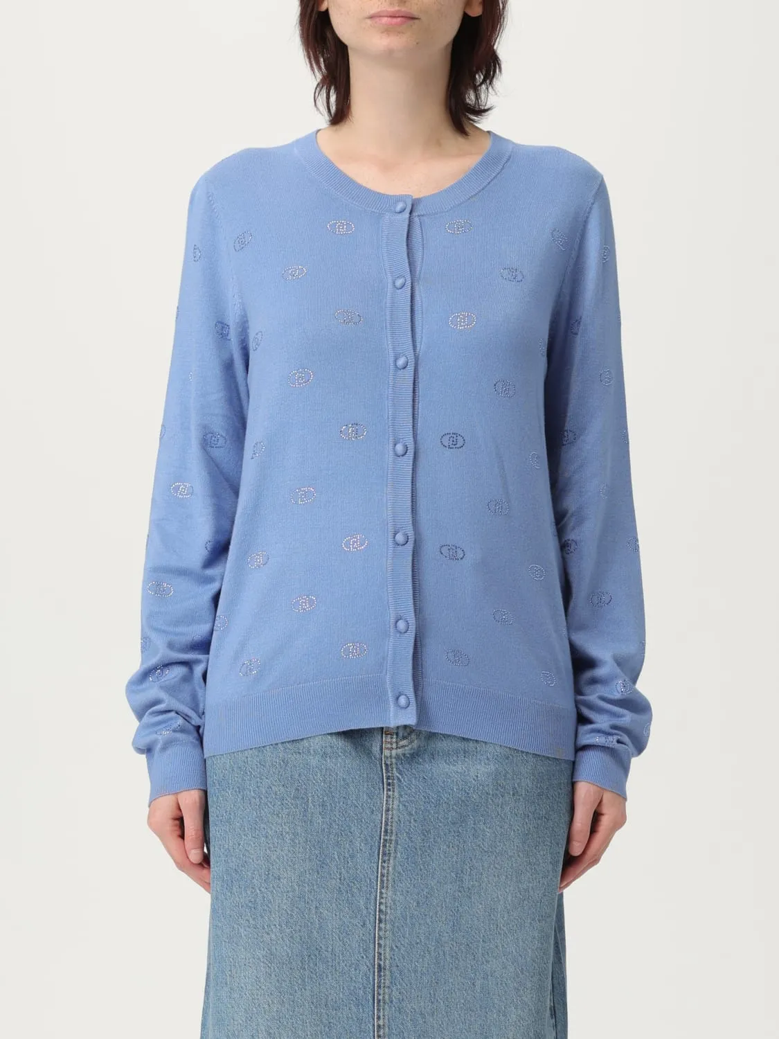 Cardigan a girocollo Liu Jo con logo di strass