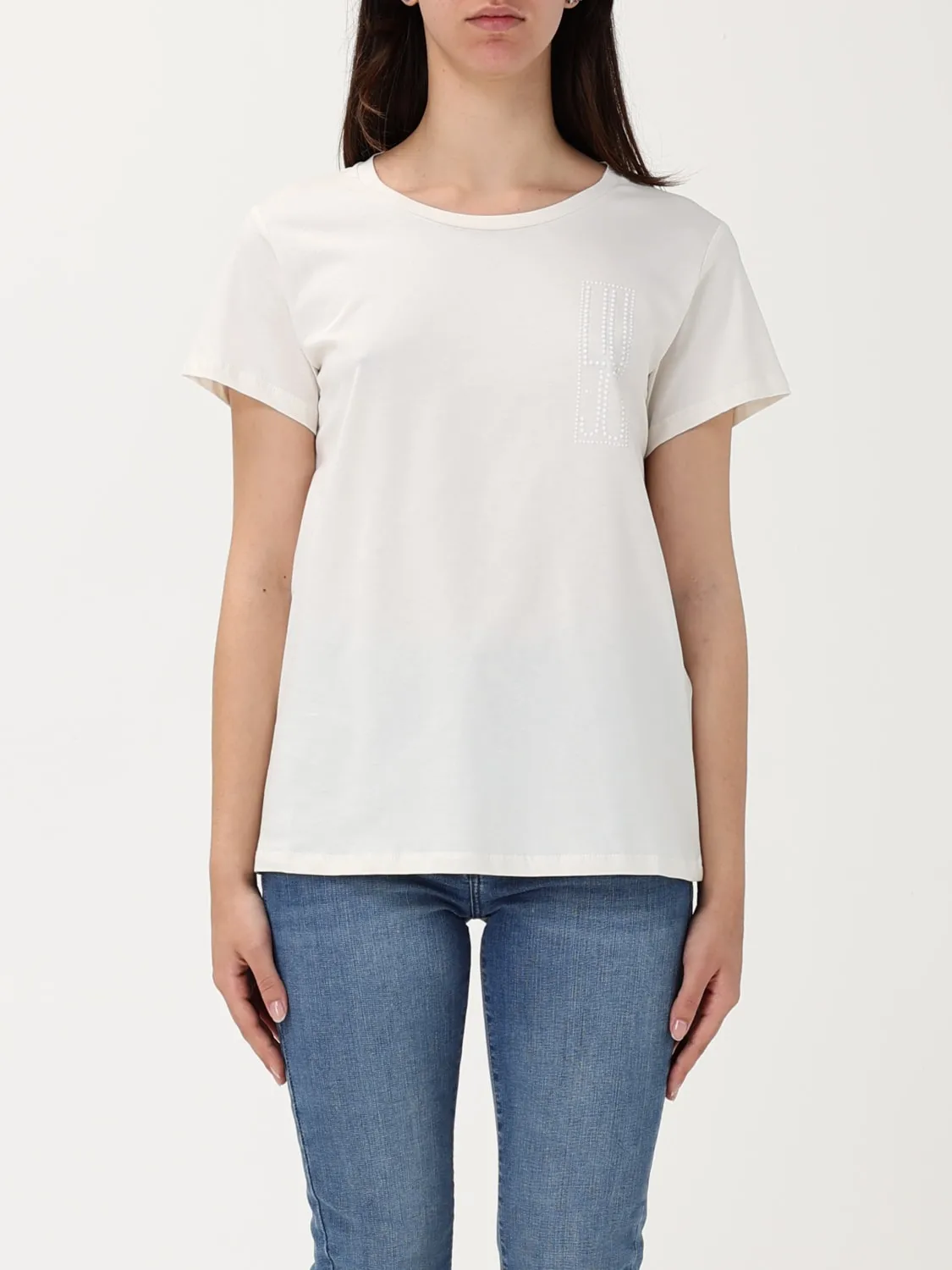T-shirt basic Liu Jo con strass in jersey di cotone