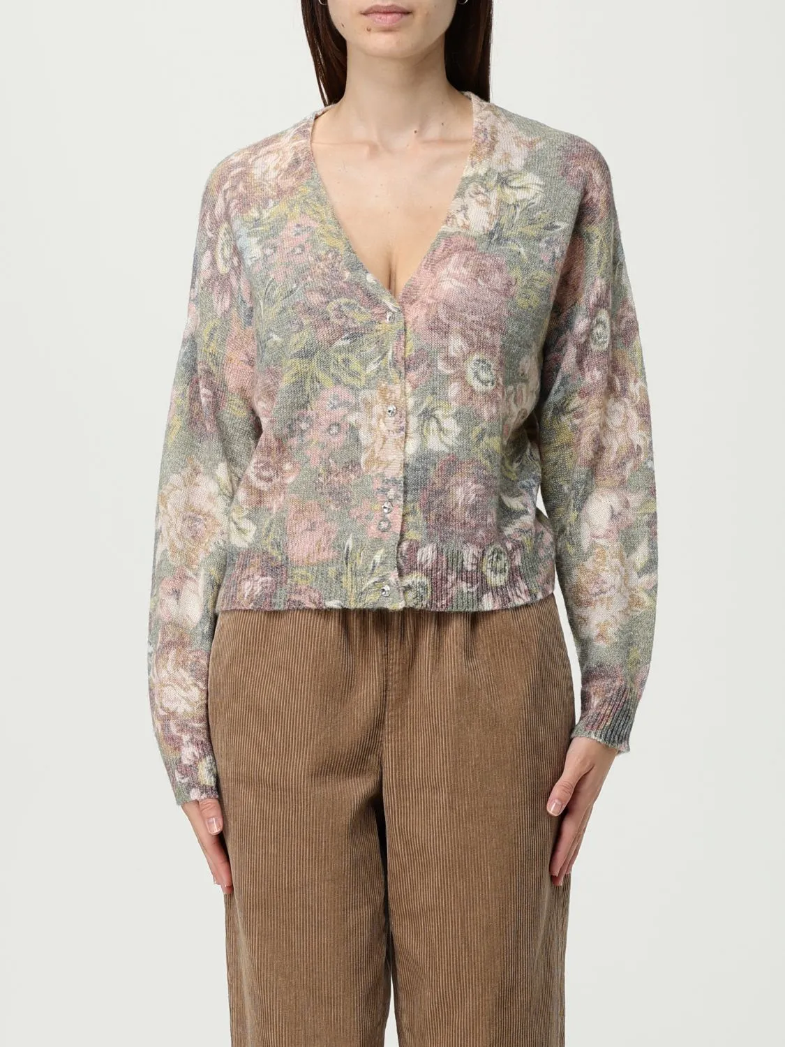 Cardigan a v in lana di Alpaca a fantasia Liu Jo