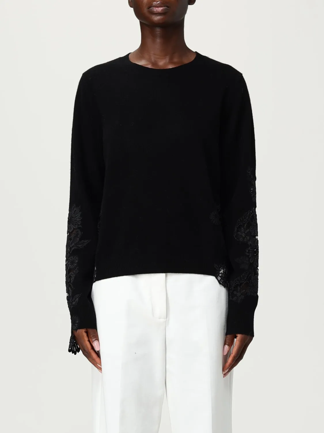 Pullover Liviana Conti in lana con inserti in pizzo