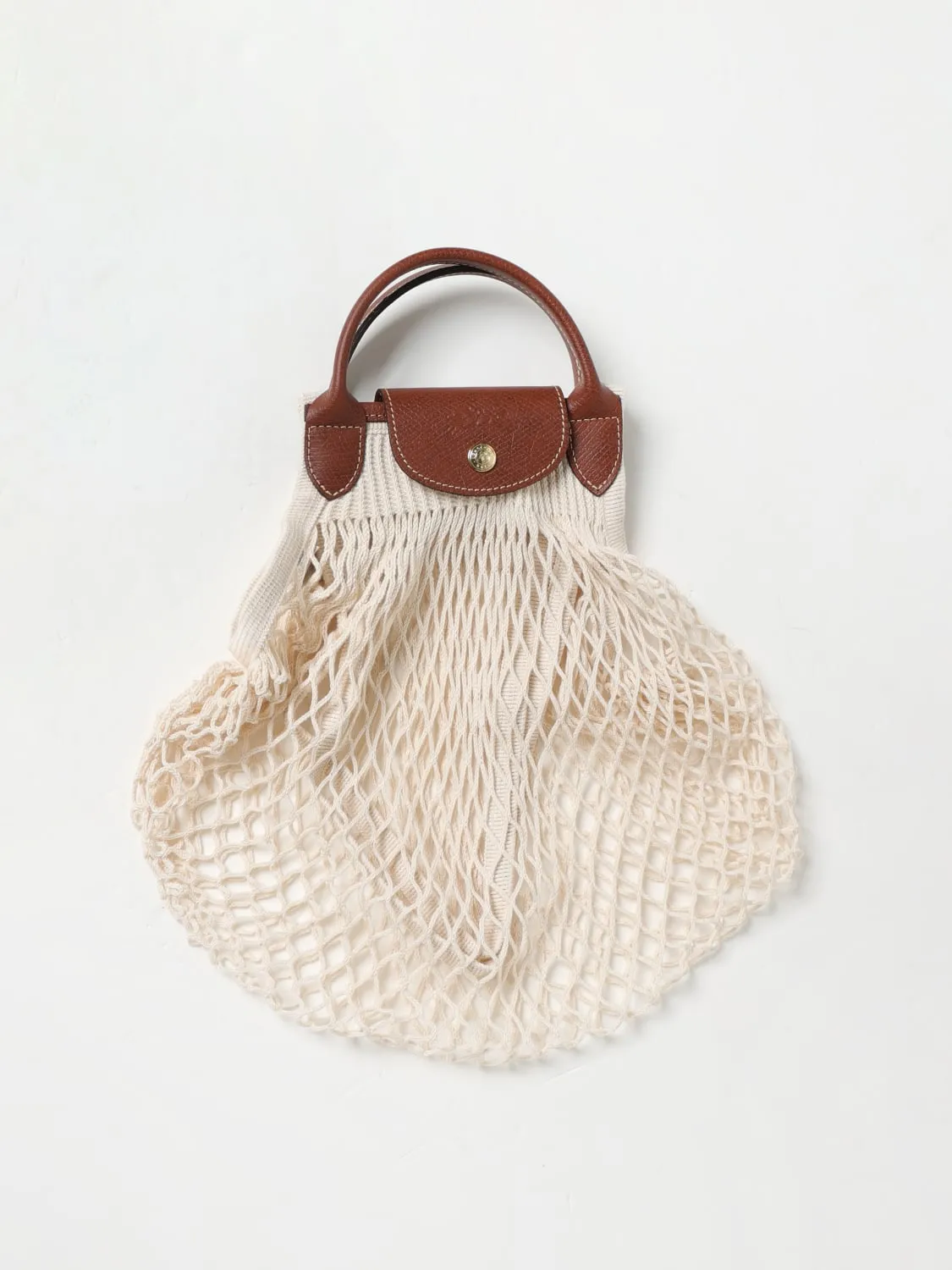 Borsa Le Pliage Filet L Longchamp in mesh a rete e pelle a grana