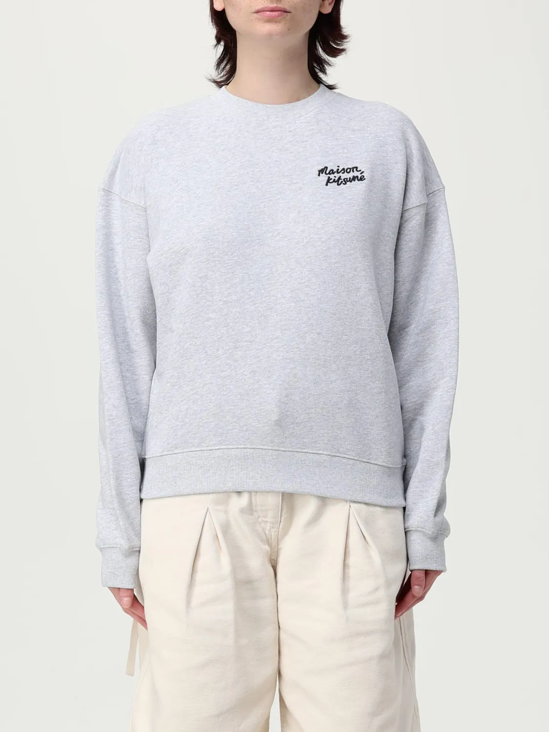 Felpa in cotone con logo Maison Kitsuné