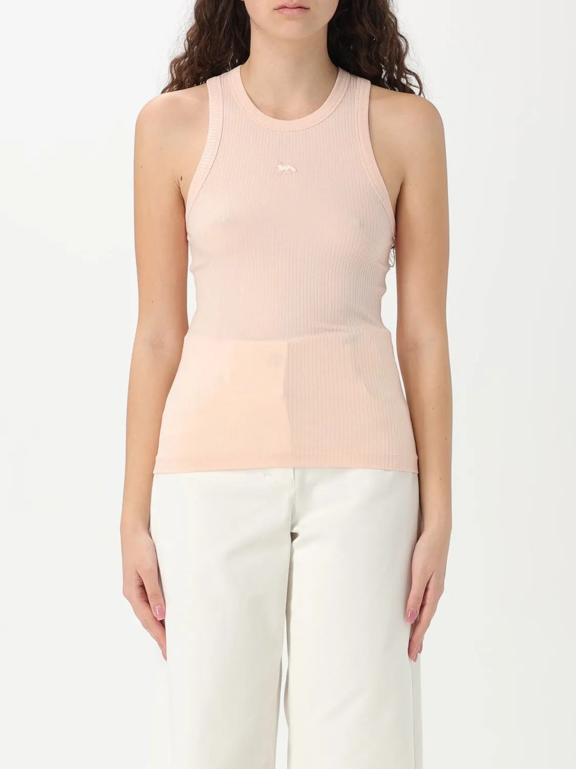 Top in misto cotone con logo Maison Kitsuné